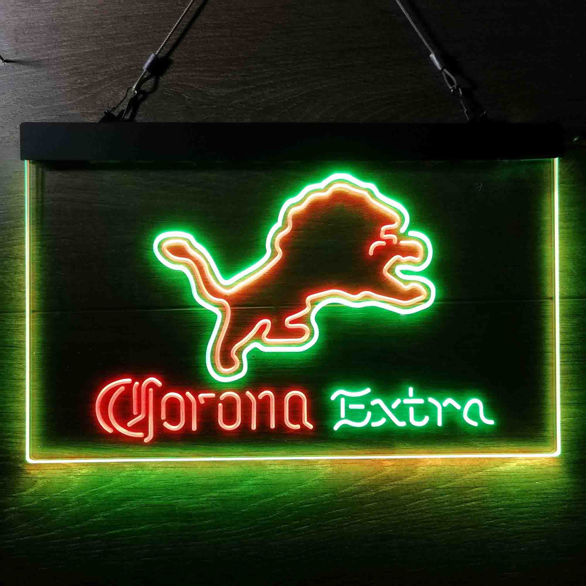 Detroit Lions Corona Extra Bar Neon-Like LED Light Sign - ProLedSign