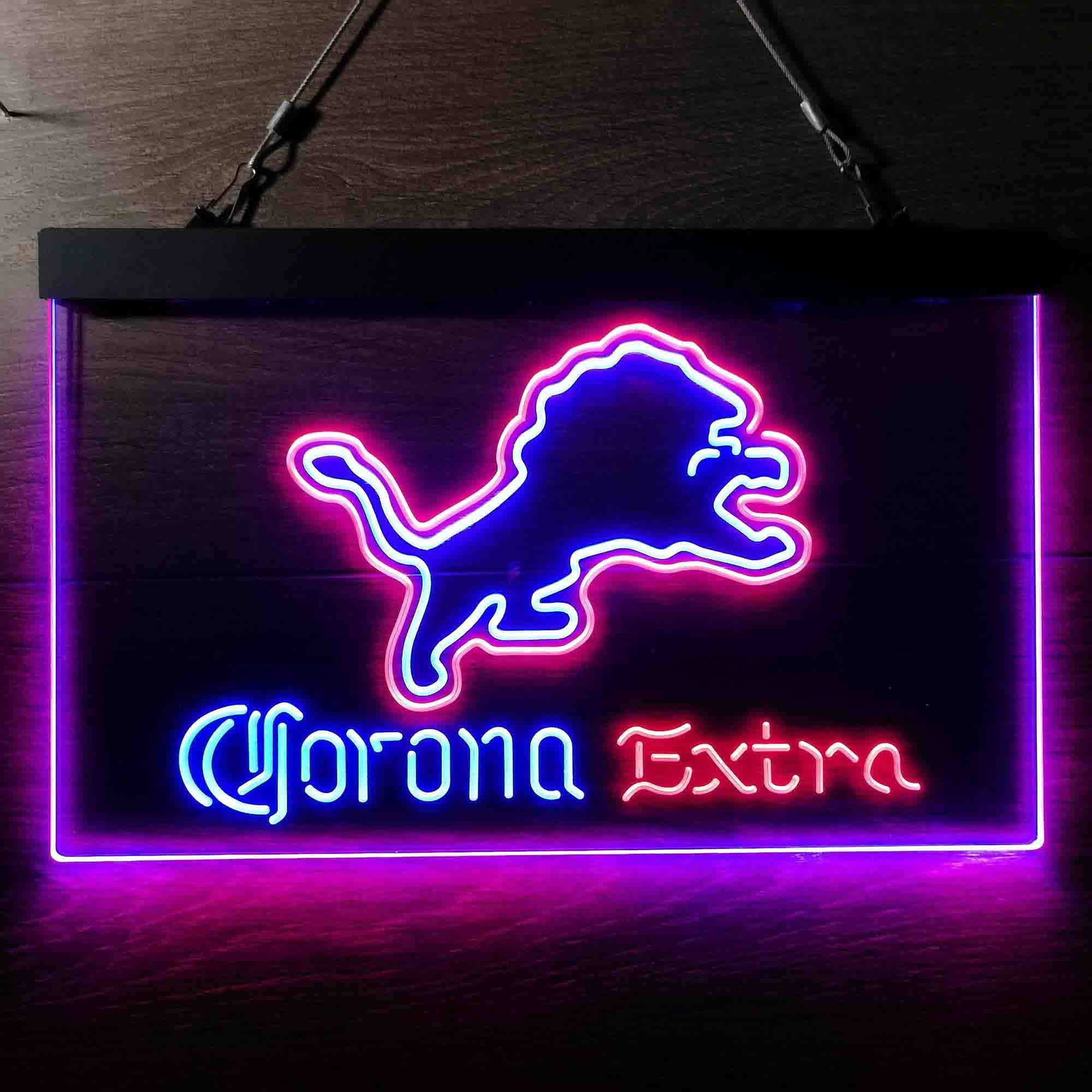 Detroit Lions Corona Extra Bar Neon-Like LED Light Sign - ProLedSign