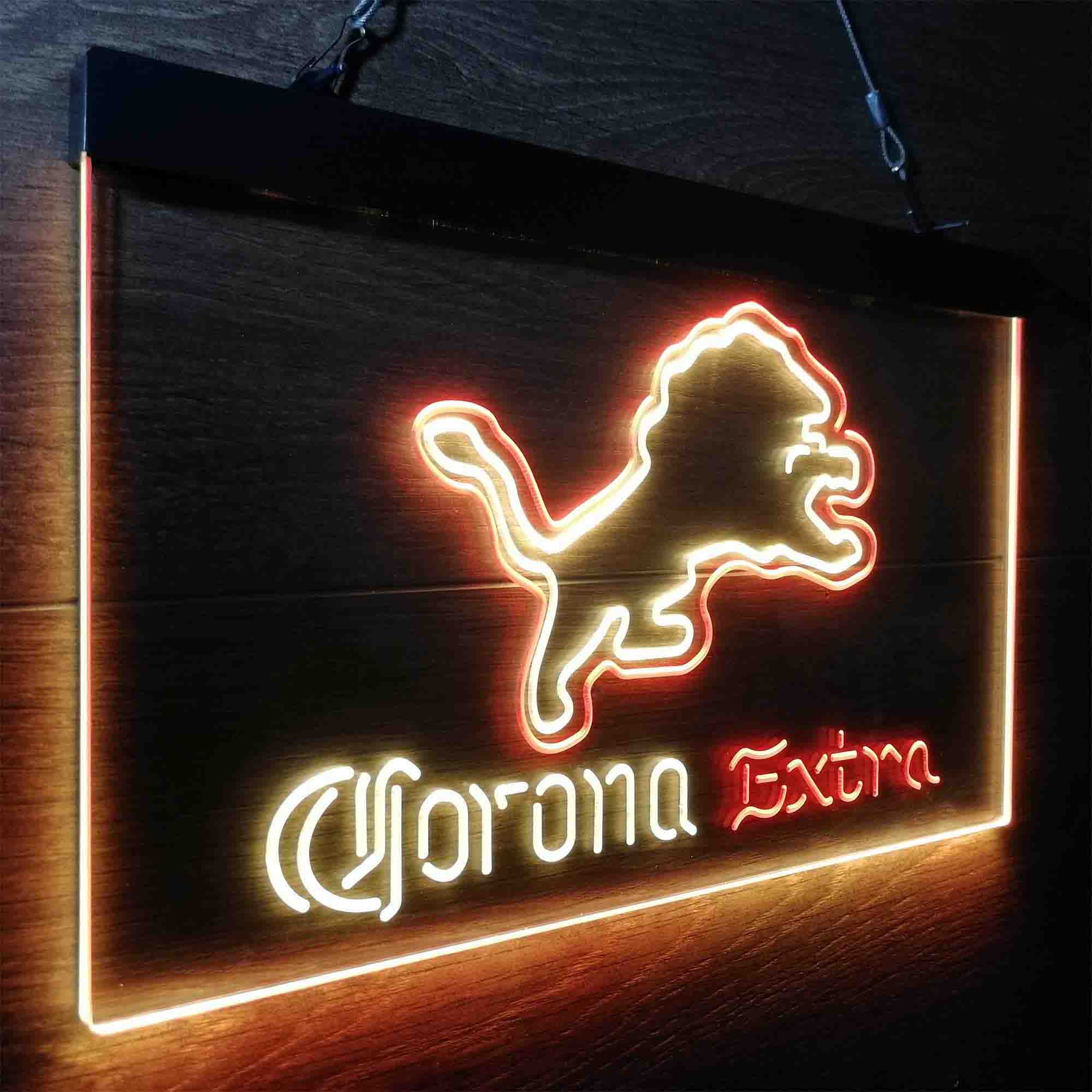 Detroit Lions Corona Extra Bar Neon-Like LED Light Sign - ProLedSign