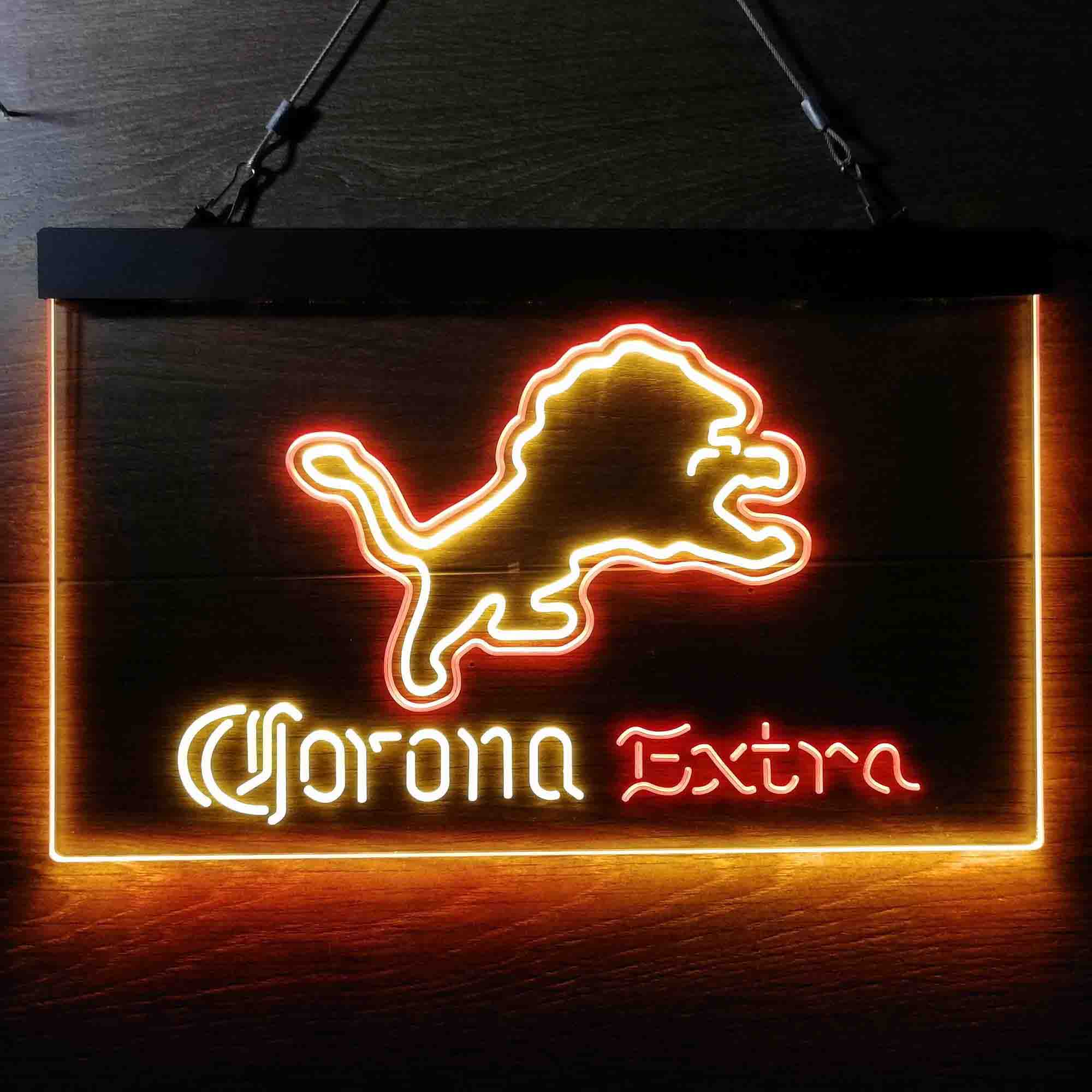 Detroit Lions Corona Extra Bar Neon-Like LED Light Sign - ProLedSign