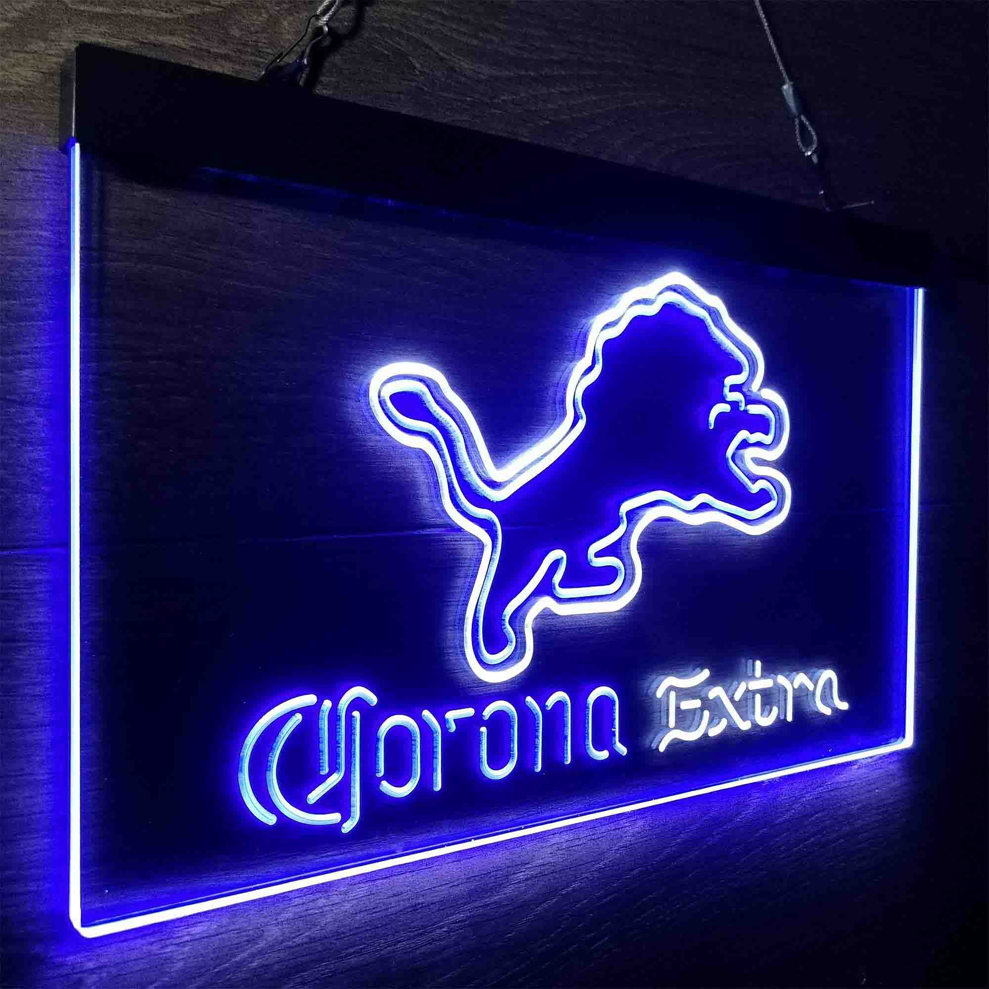 Detroit Lions Corona Extra Bar Neon-Like LED Light Sign - ProLedSign