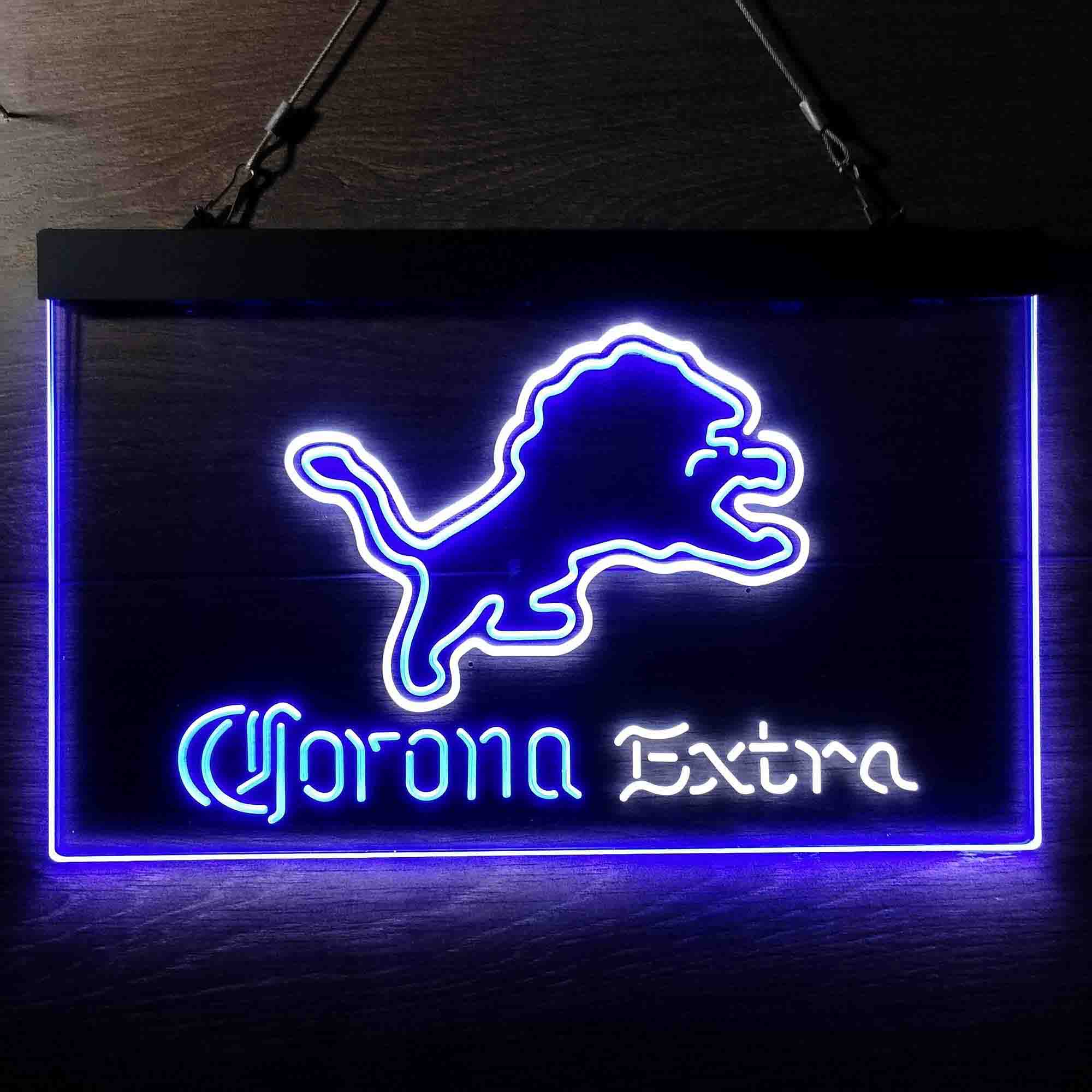 Detroit Lions Corona Extra Bar Neon-Like LED Light Sign - ProLedSign