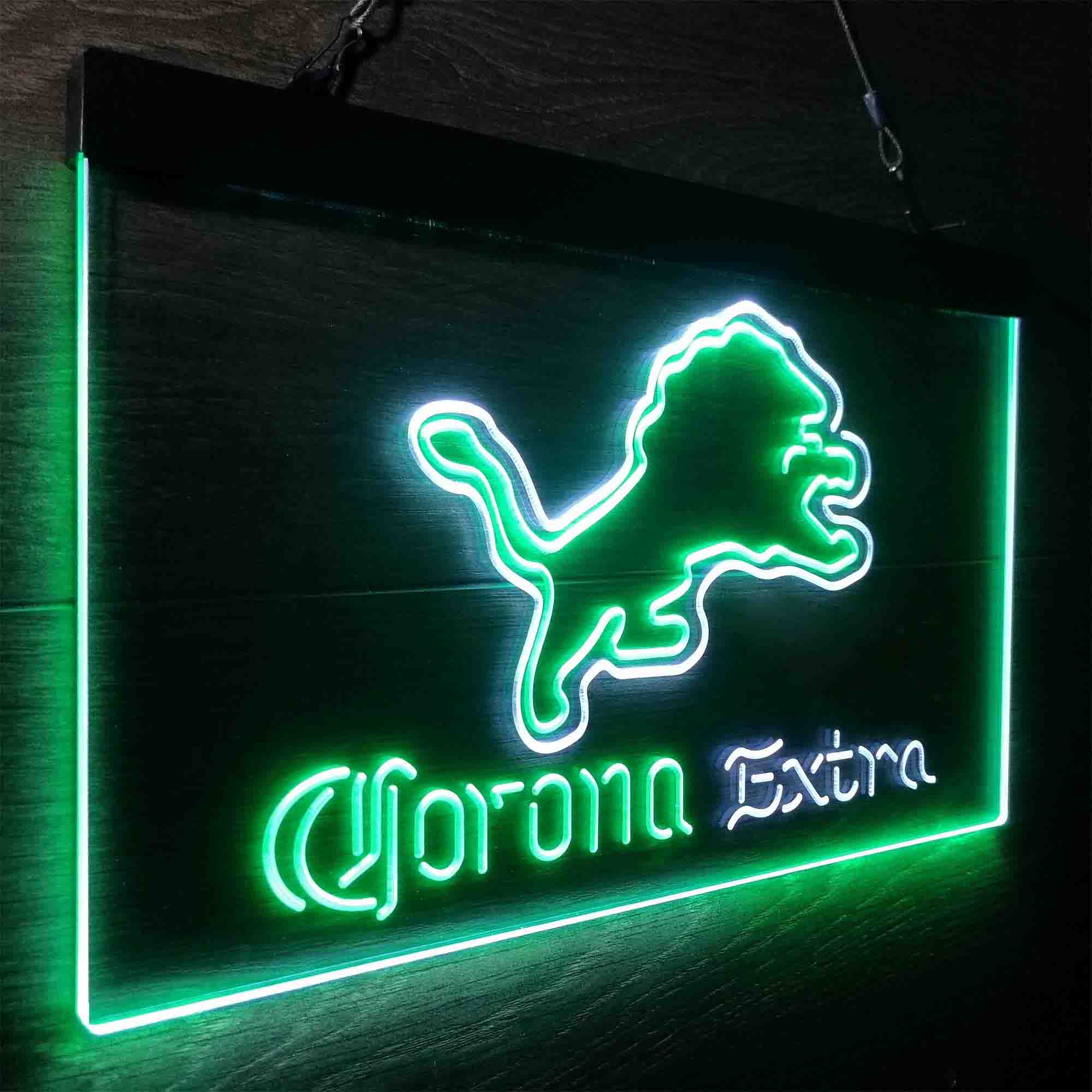 Detroit Lions Corona Extra Bar Neon-Like LED Light Sign - ProLedSign