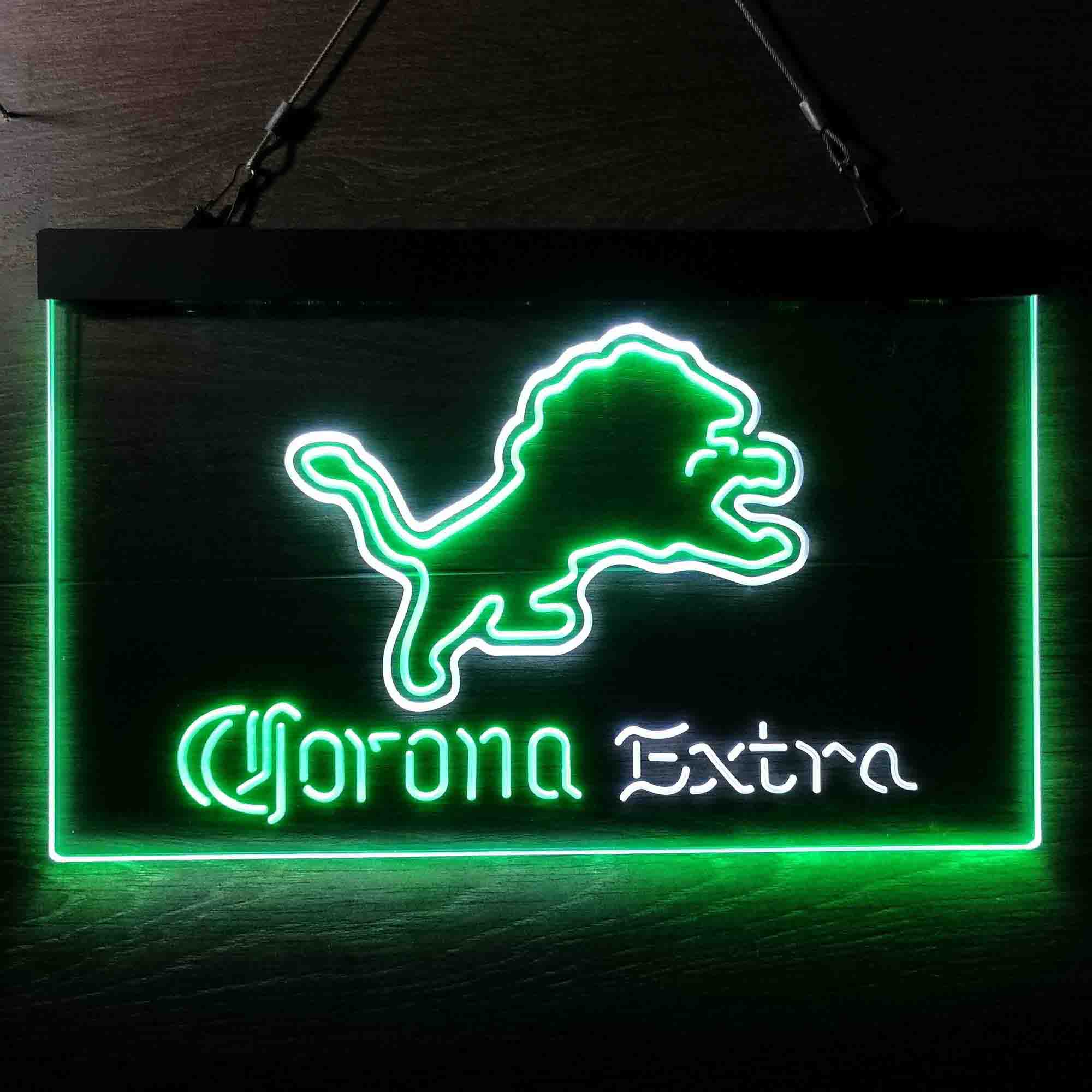 Detroit Lions Corona Extra Bar Neon-Like LED Light Sign - ProLedSign