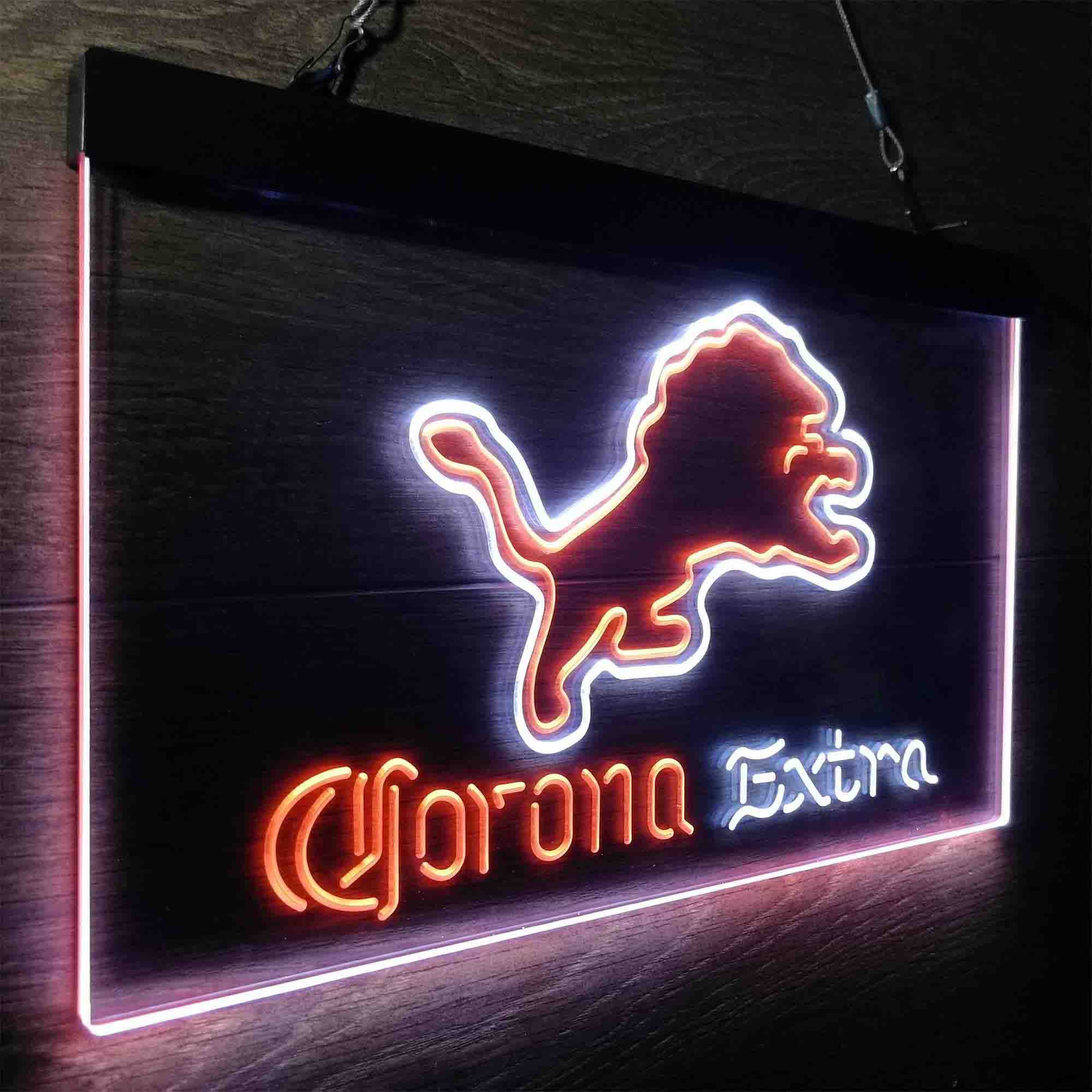 Detroit Lions Corona Extra Bar Neon-Like LED Light Sign - ProLedSign