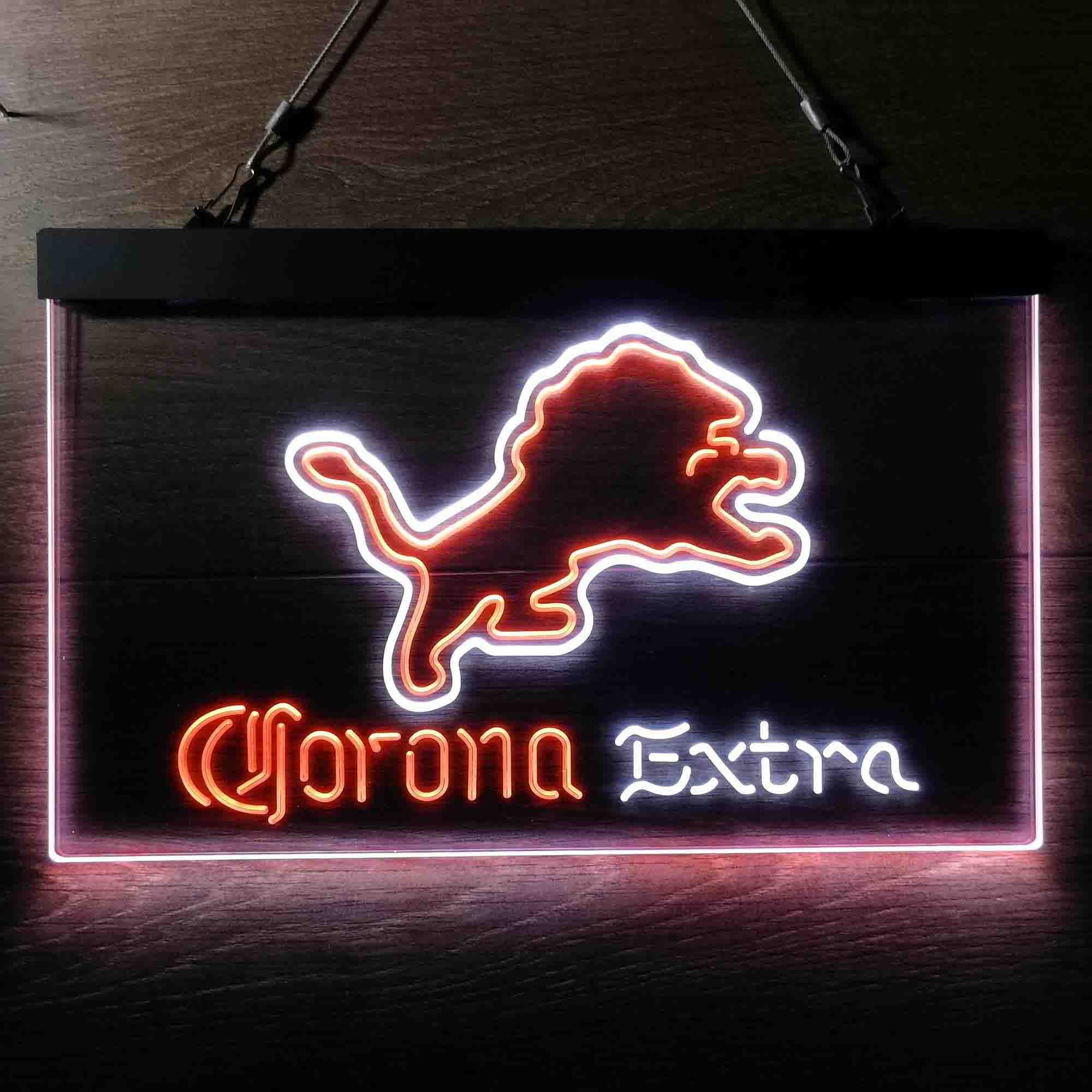 Corona Extra Bar Detroit Lions Est. 1934 Neon-Like LED Light Sign