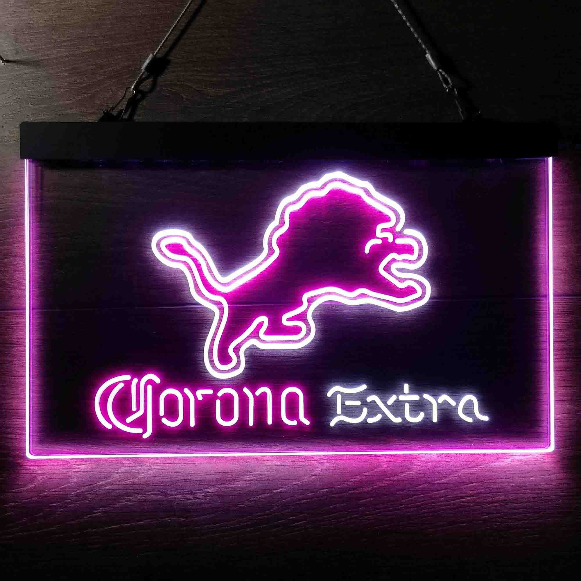 Detroit Lions Corona Extra Bar Neon-Like LED Light Sign - ProLedSign