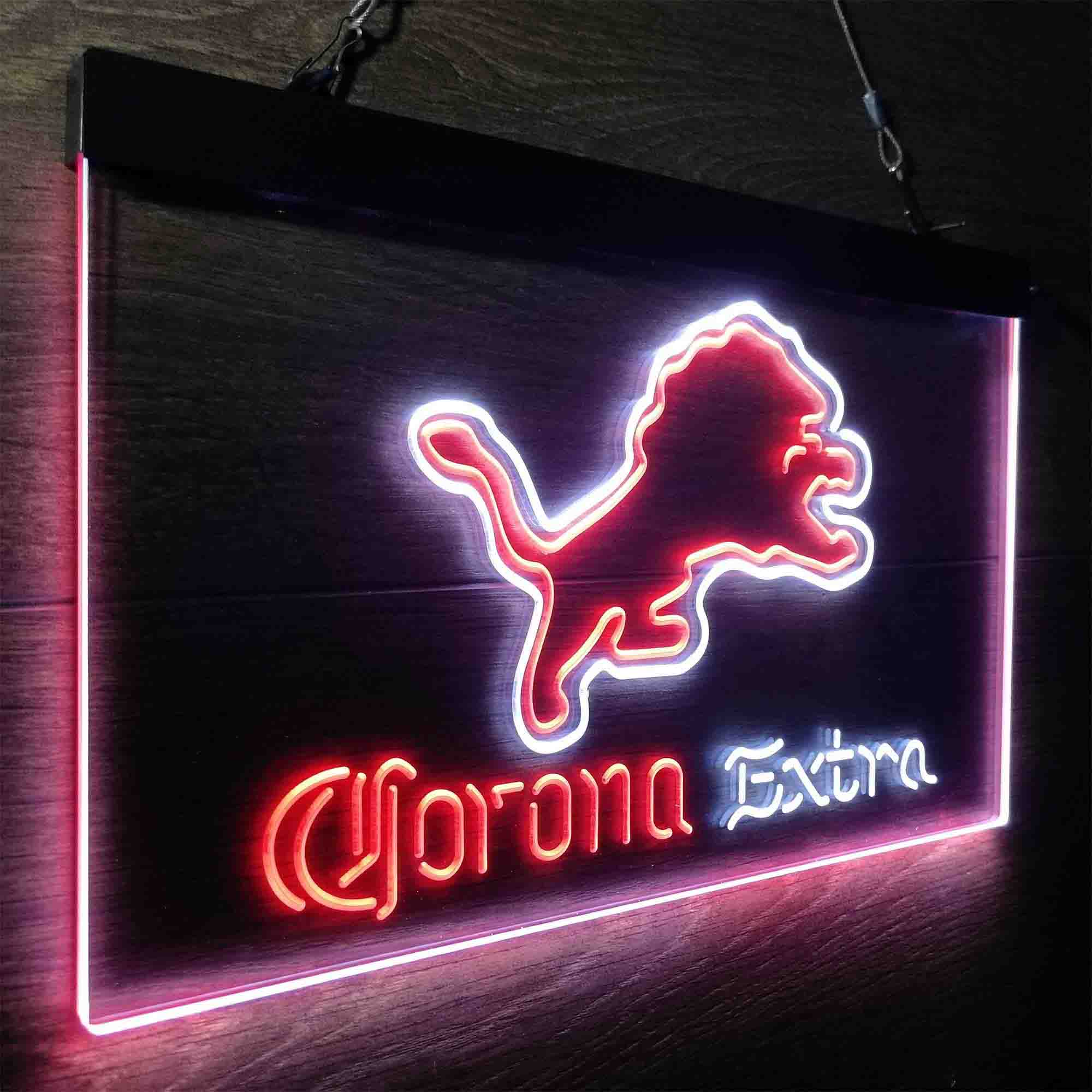 Detroit Lions Corona Extra Bar Neon-Like LED Light Sign - ProLedSign