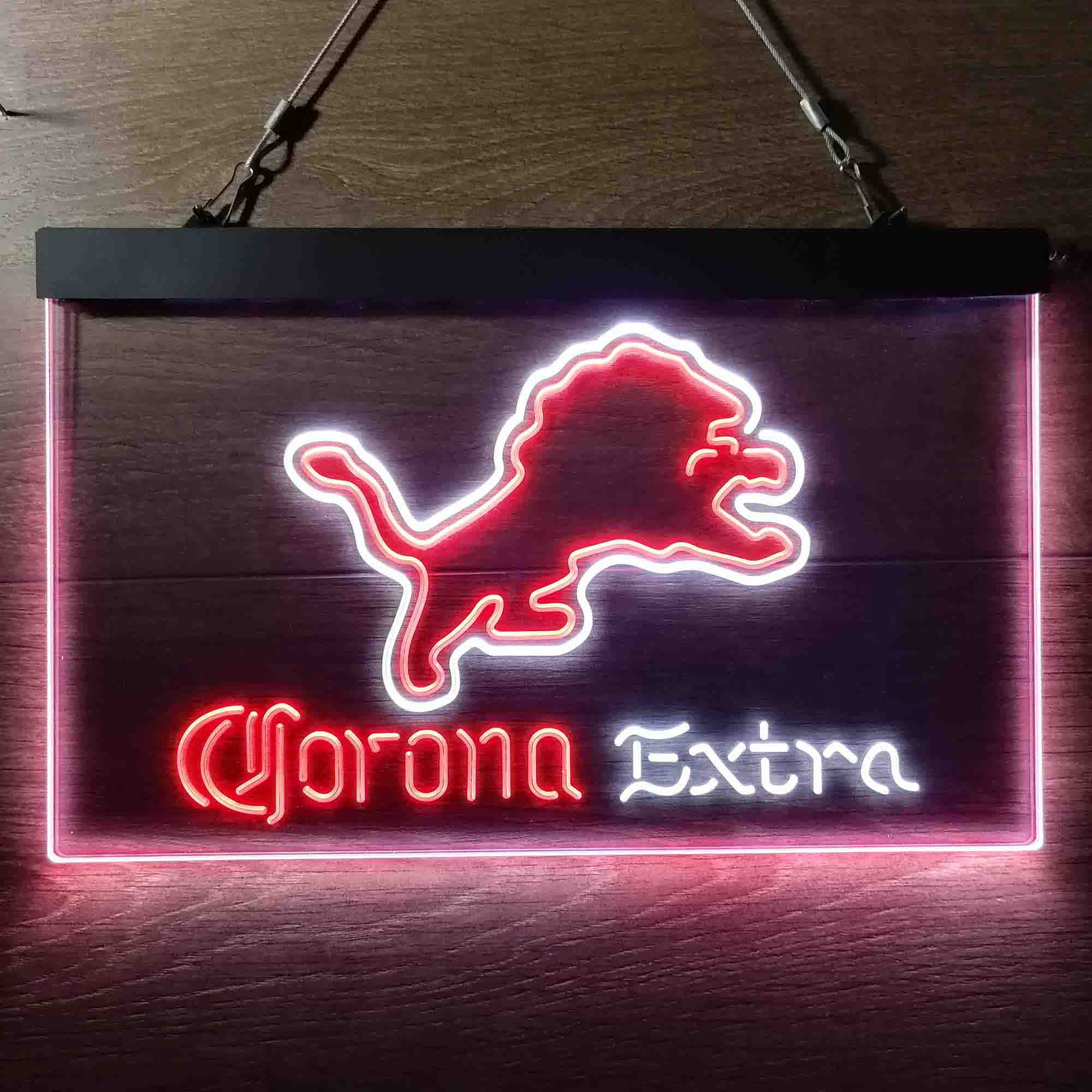 Detroit Lions Corona Extra Bar Neon-Like LED Light Sign - ProLedSign