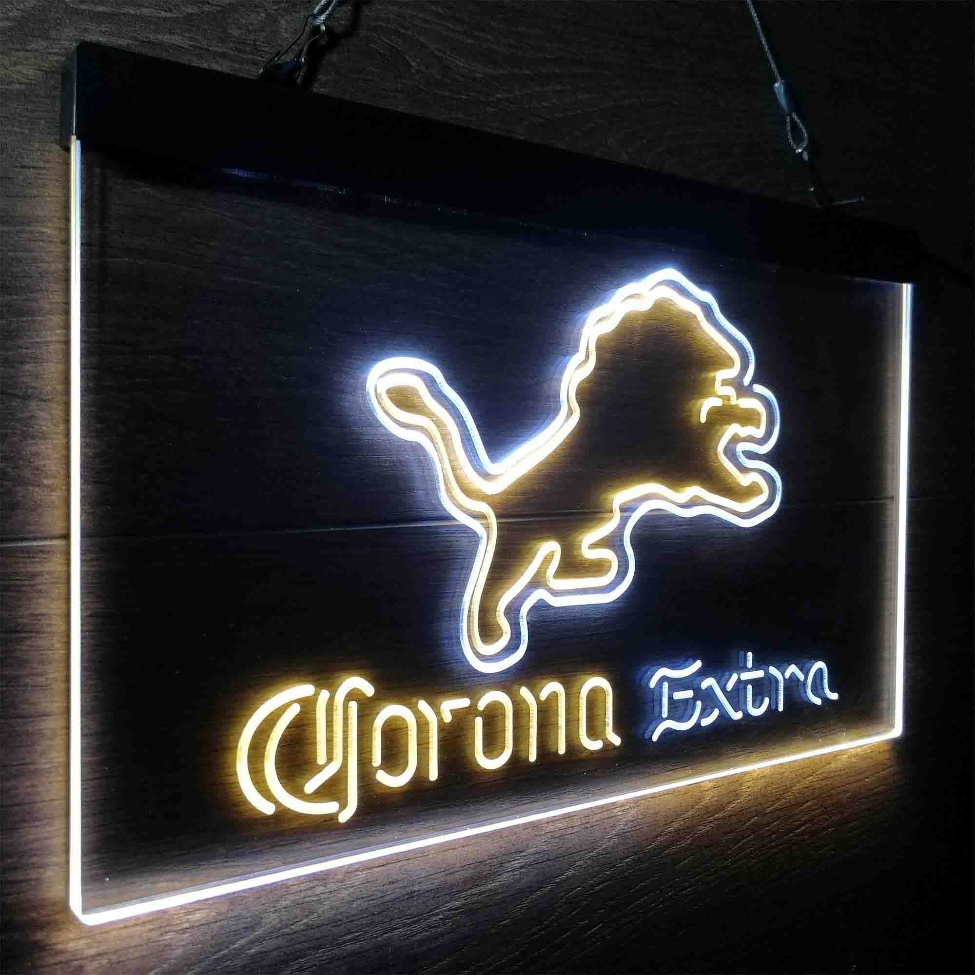 Detroit Lions Corona Extra Bar Neon-Like LED Light Sign - ProLedSign