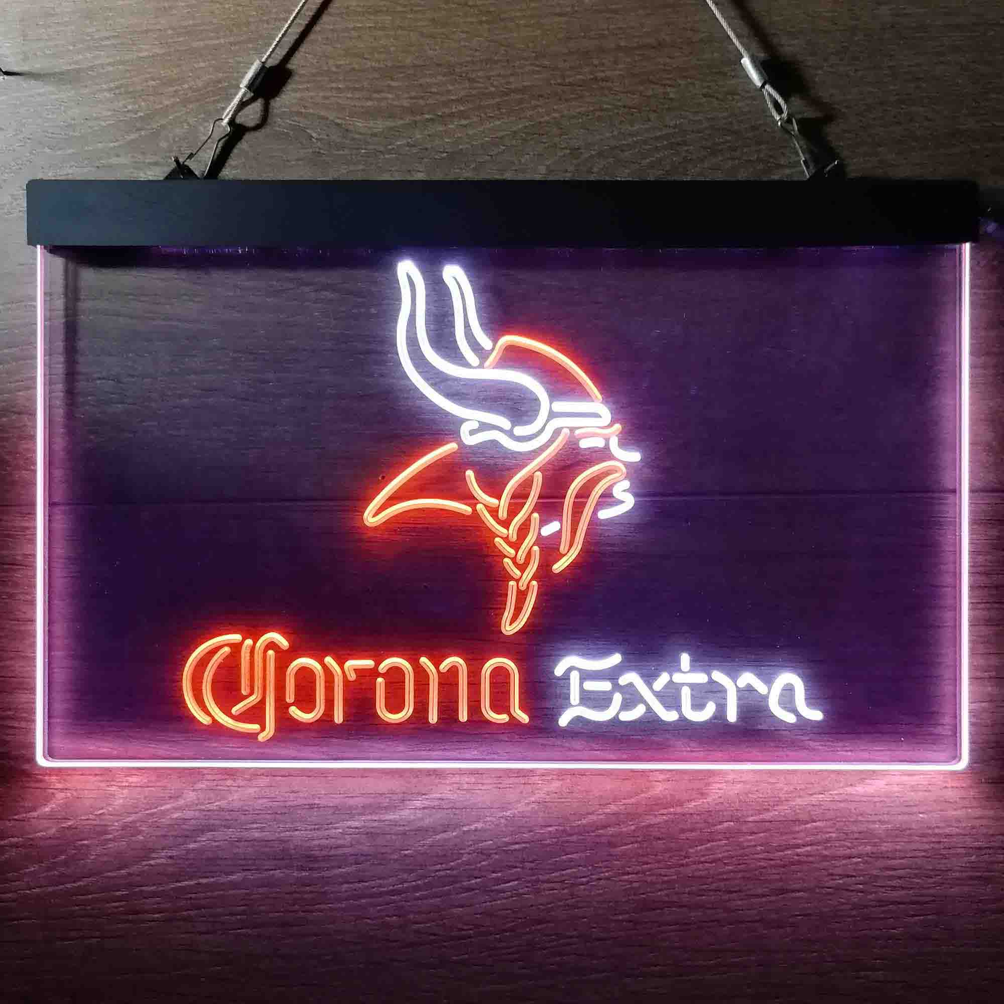 Corona Extra Bar Minnesota Vikings Est. 1961 Neon-Like LED Light Sign