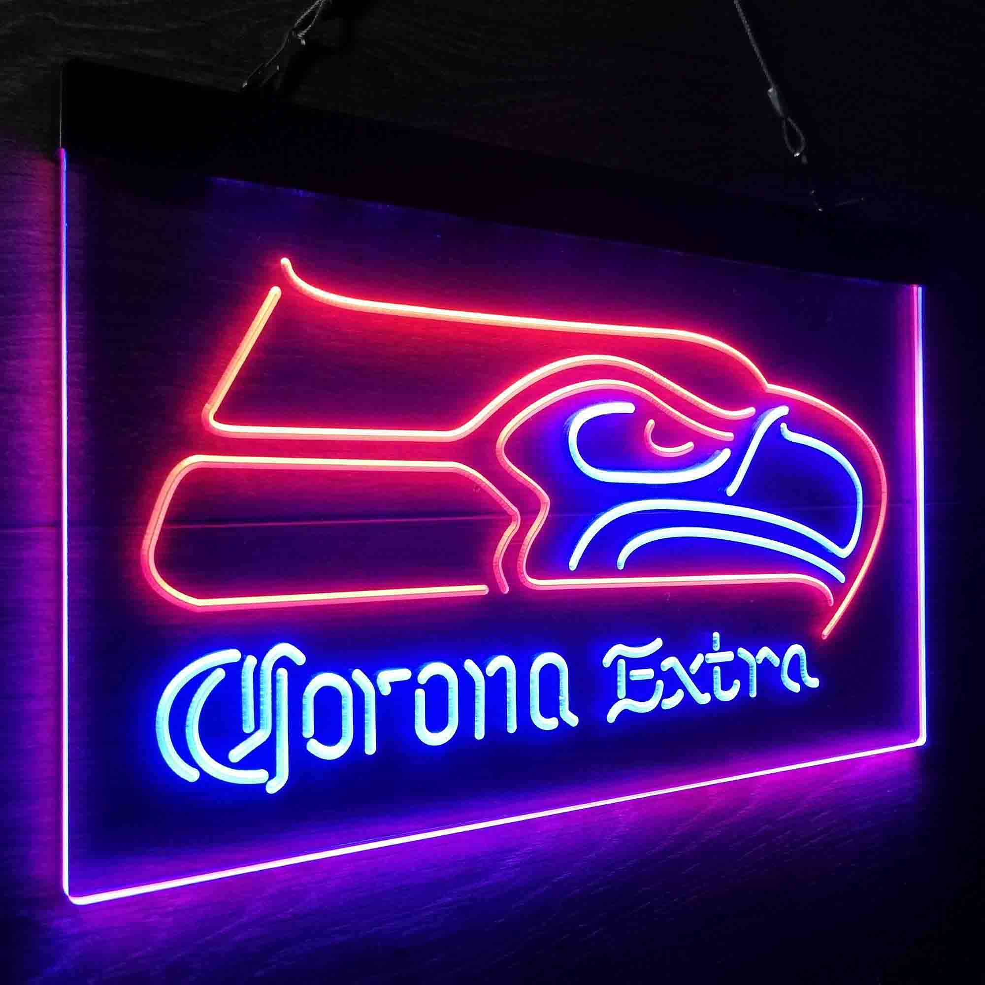 Seattle Seahawks Corona Extra Bar Neon-Like LED Light Sign - led lab cave