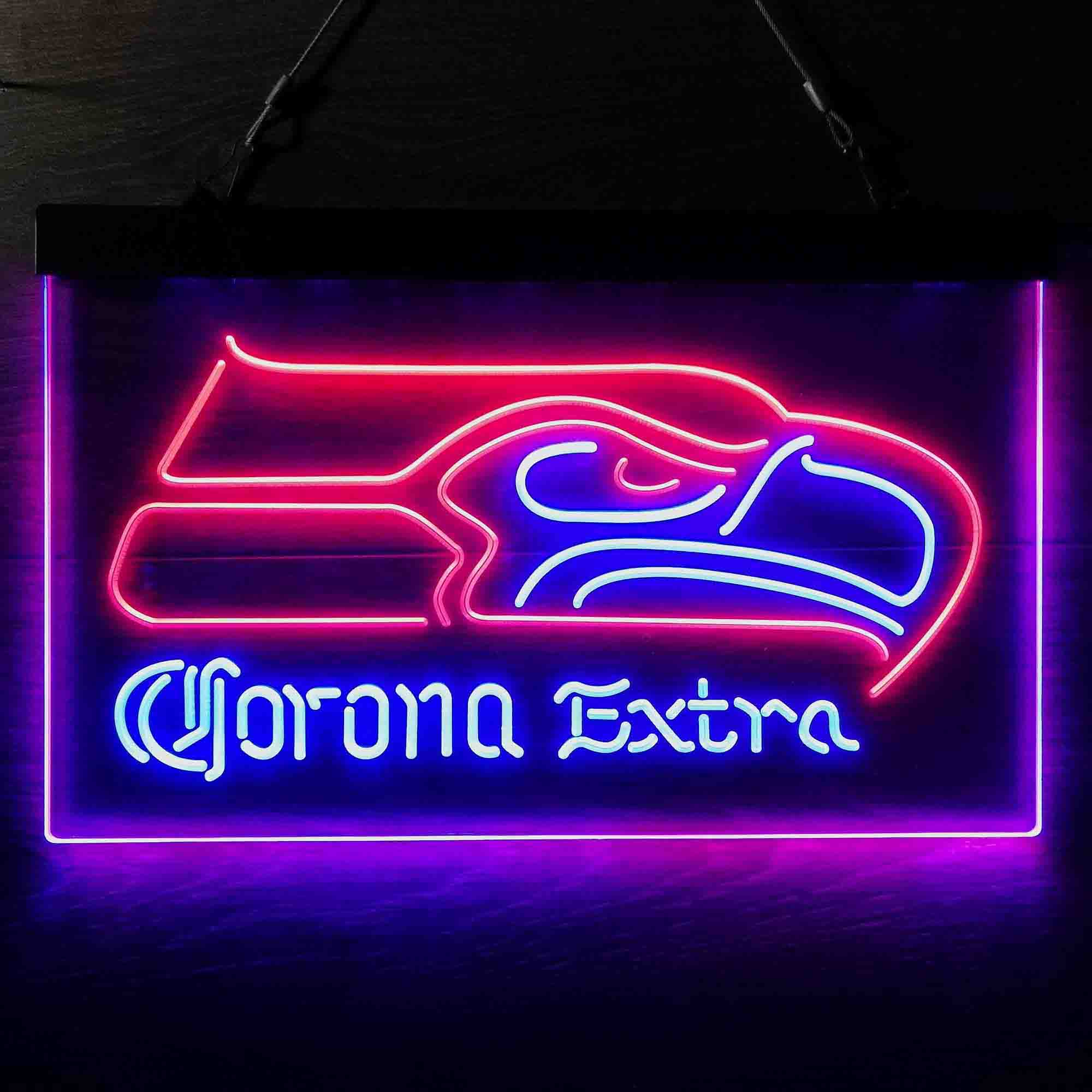 Seattle Seahawks Corona Extra Bar Neon-Like LED Light Sign - led lab cave