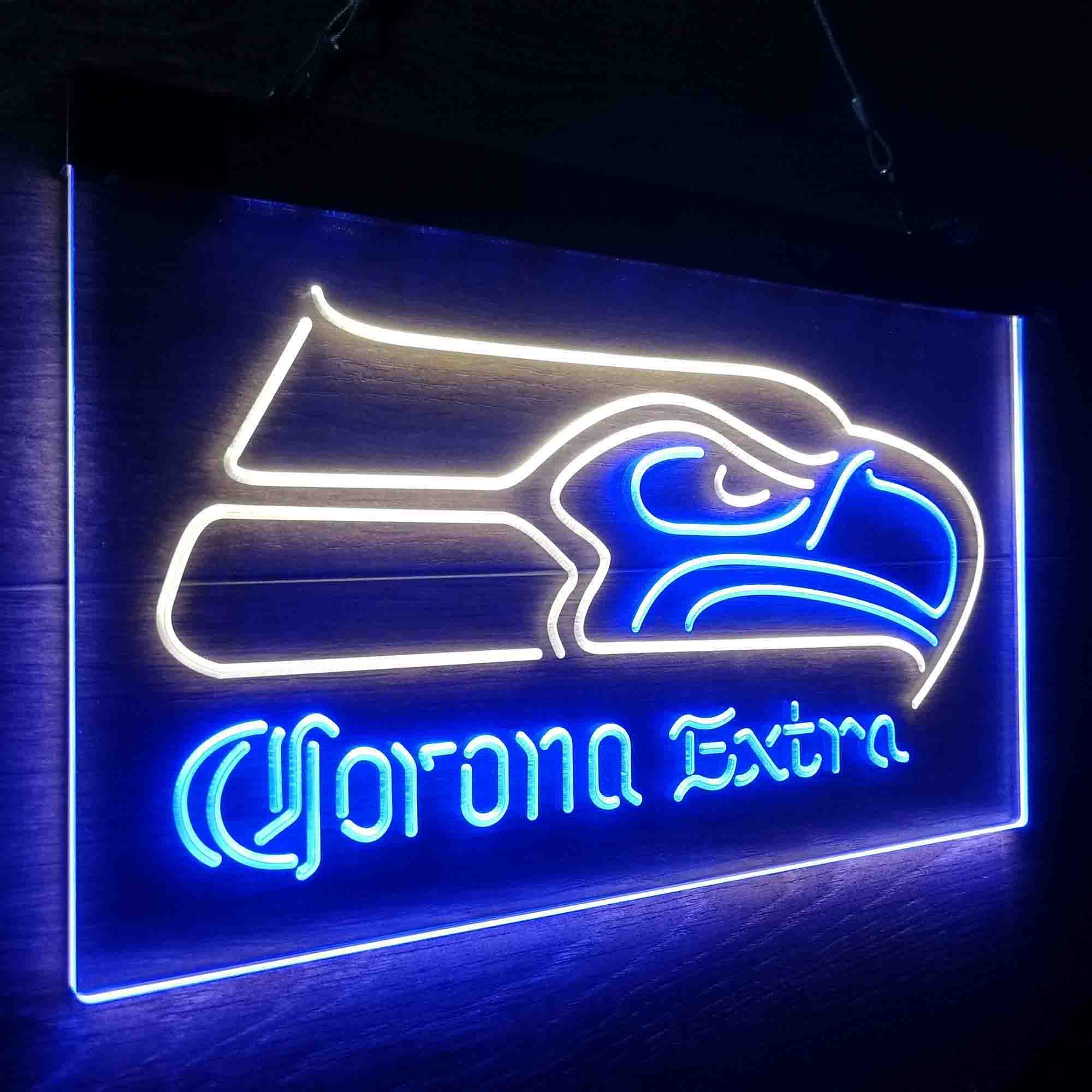 Seattle Seahawks Corona Extra Bar Neon-Like LED Light Sign - led lab cave