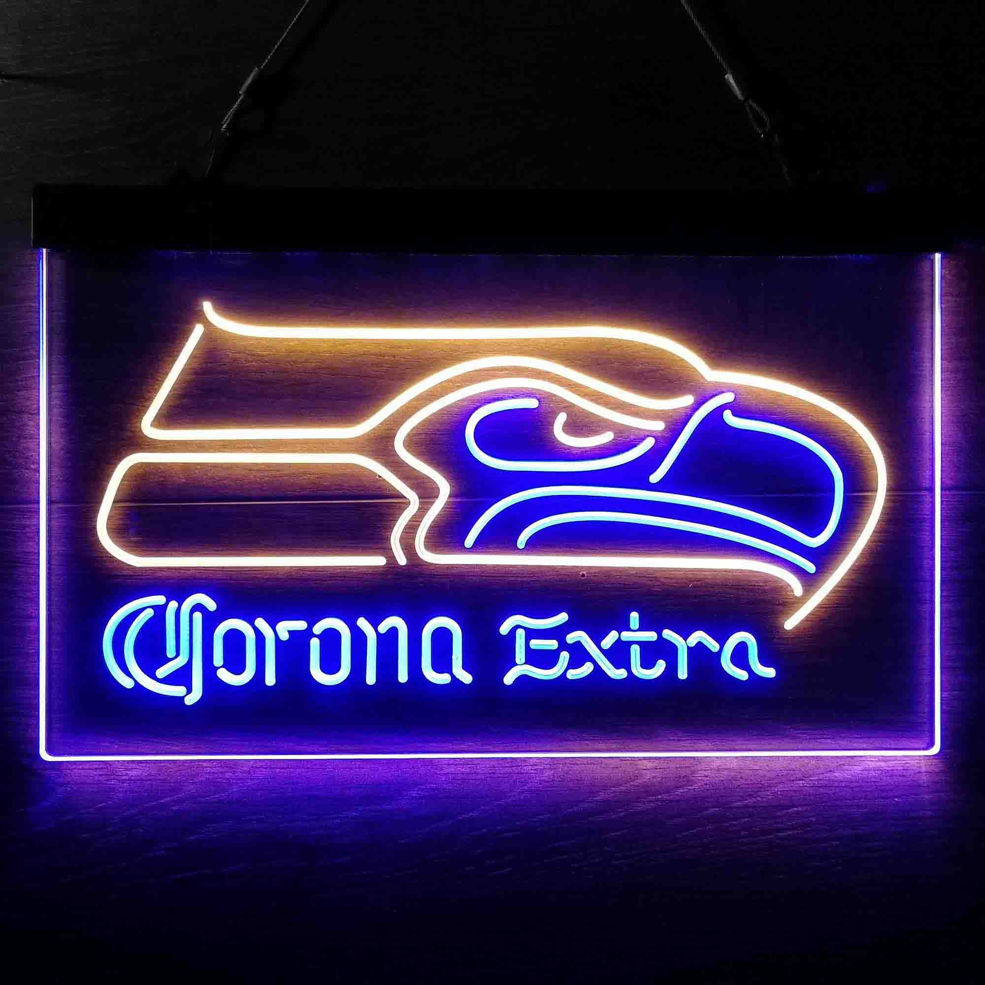 Seattle Seahawks Corona Extra Bar Neon-Like LED Light Sign - led lab cave