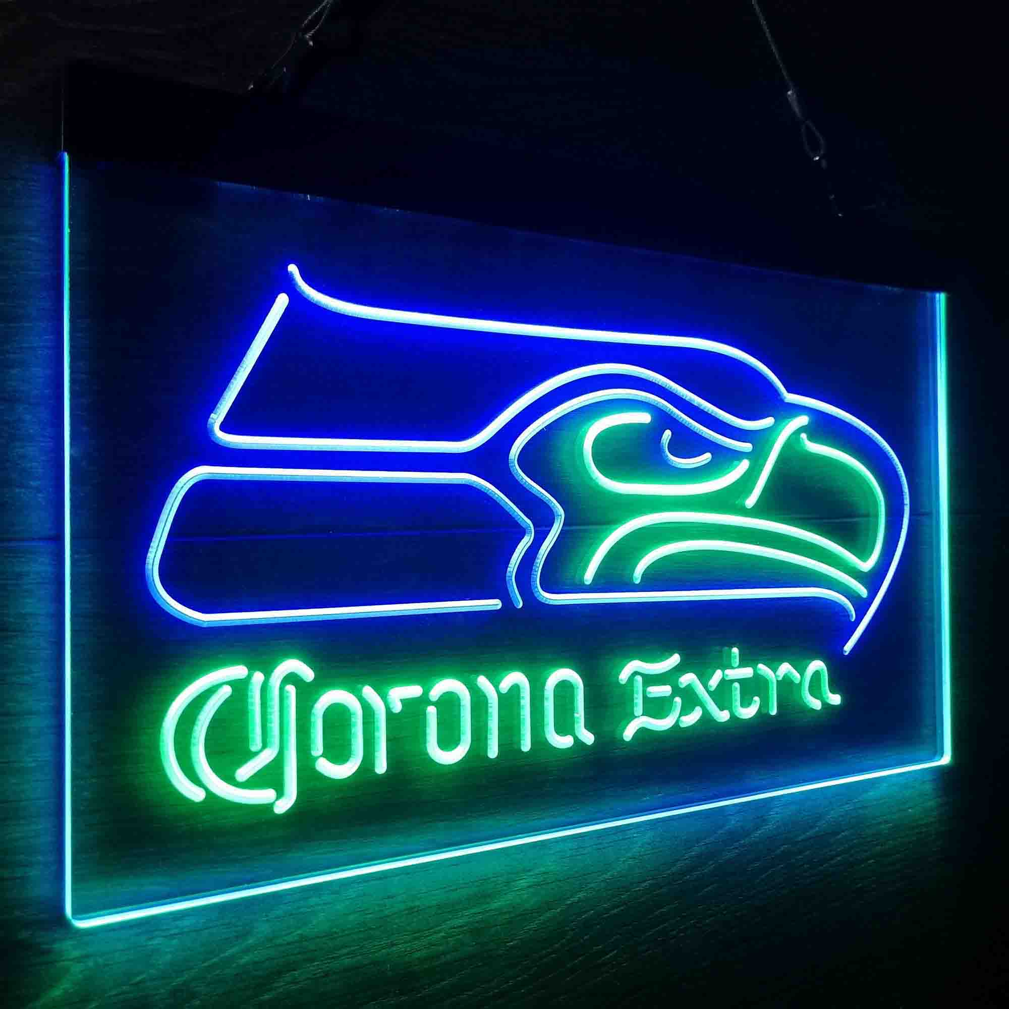 Seattle Seahawks Corona Extra Bar Neon-Like LED Light Sign - led lab cave