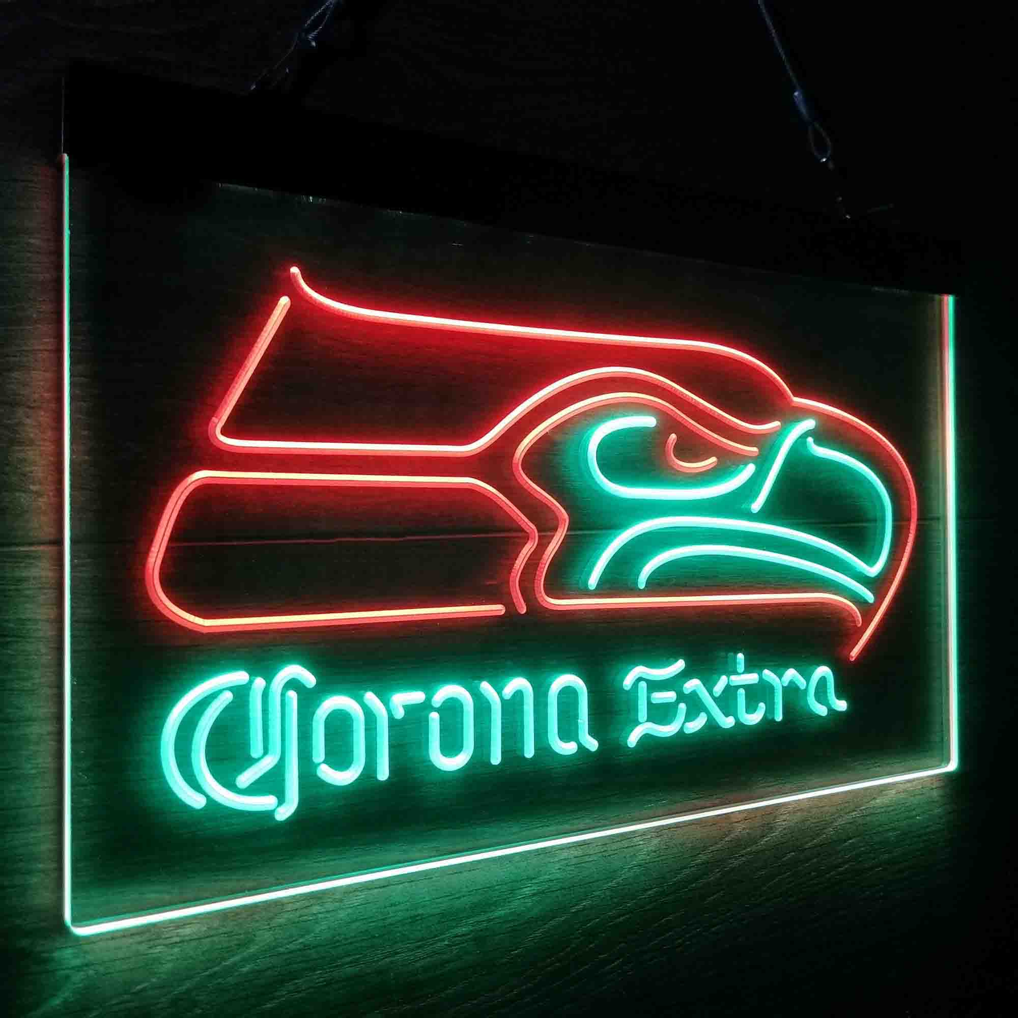 Seattle Seahawks Corona Extra Bar Neon-Like LED Light Sign - led lab cave