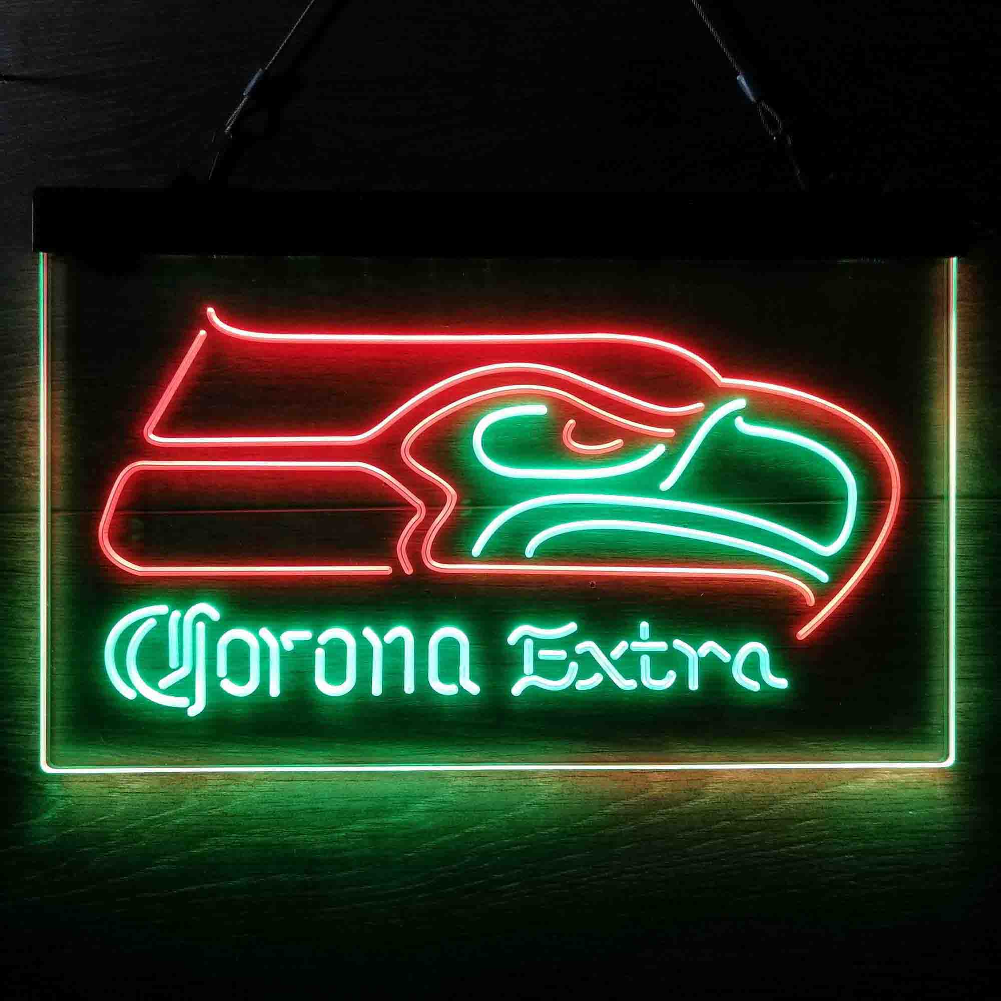 Seattle Seahawks Corona Extra Bar Neon-Like LED Light Sign - led lab cave