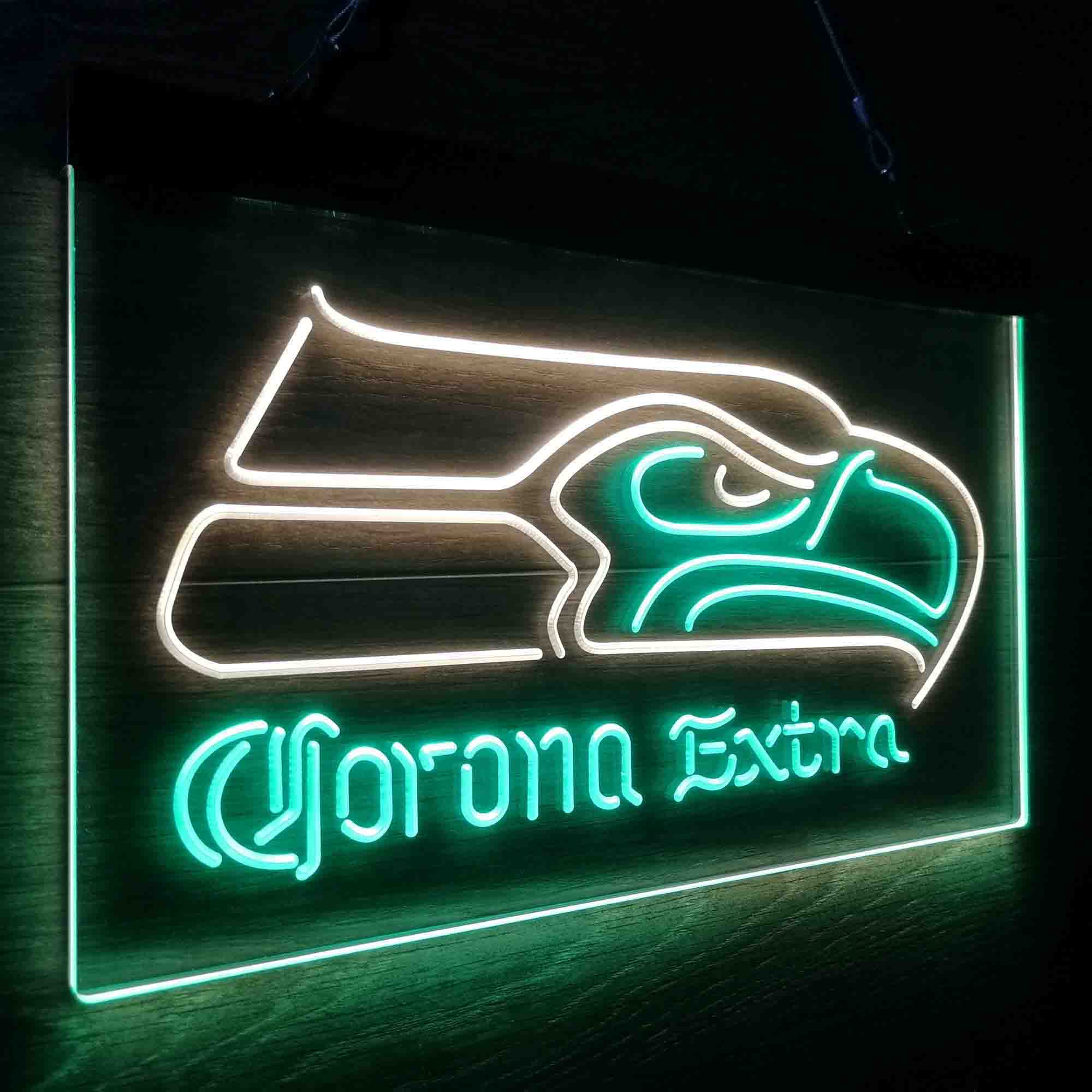 Seattle Seahawks Corona Extra Bar Neon-Like LED Light Sign - led lab cave