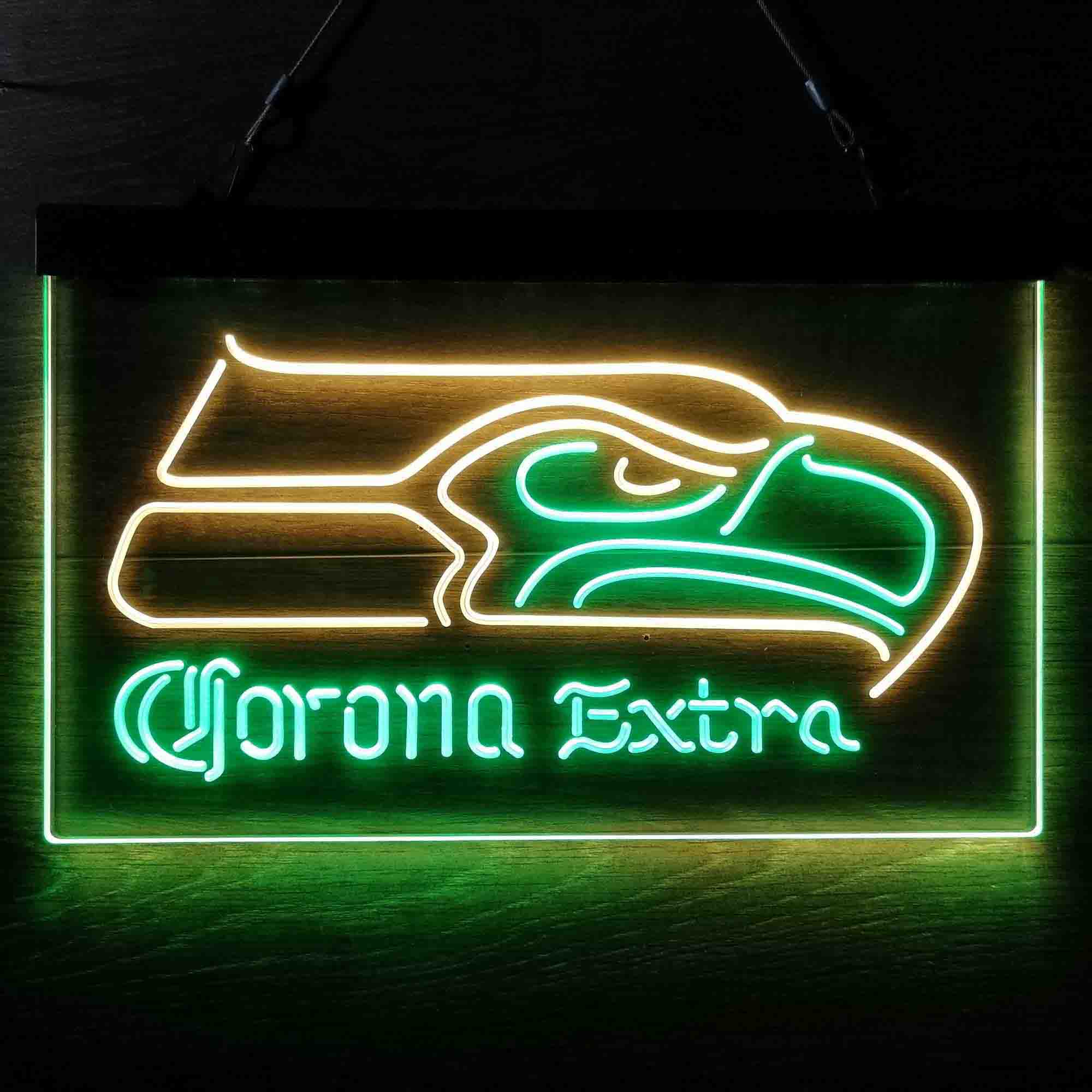 Seattle Seahawks Corona Extra Bar Neon-Like LED Light Sign - led lab cave