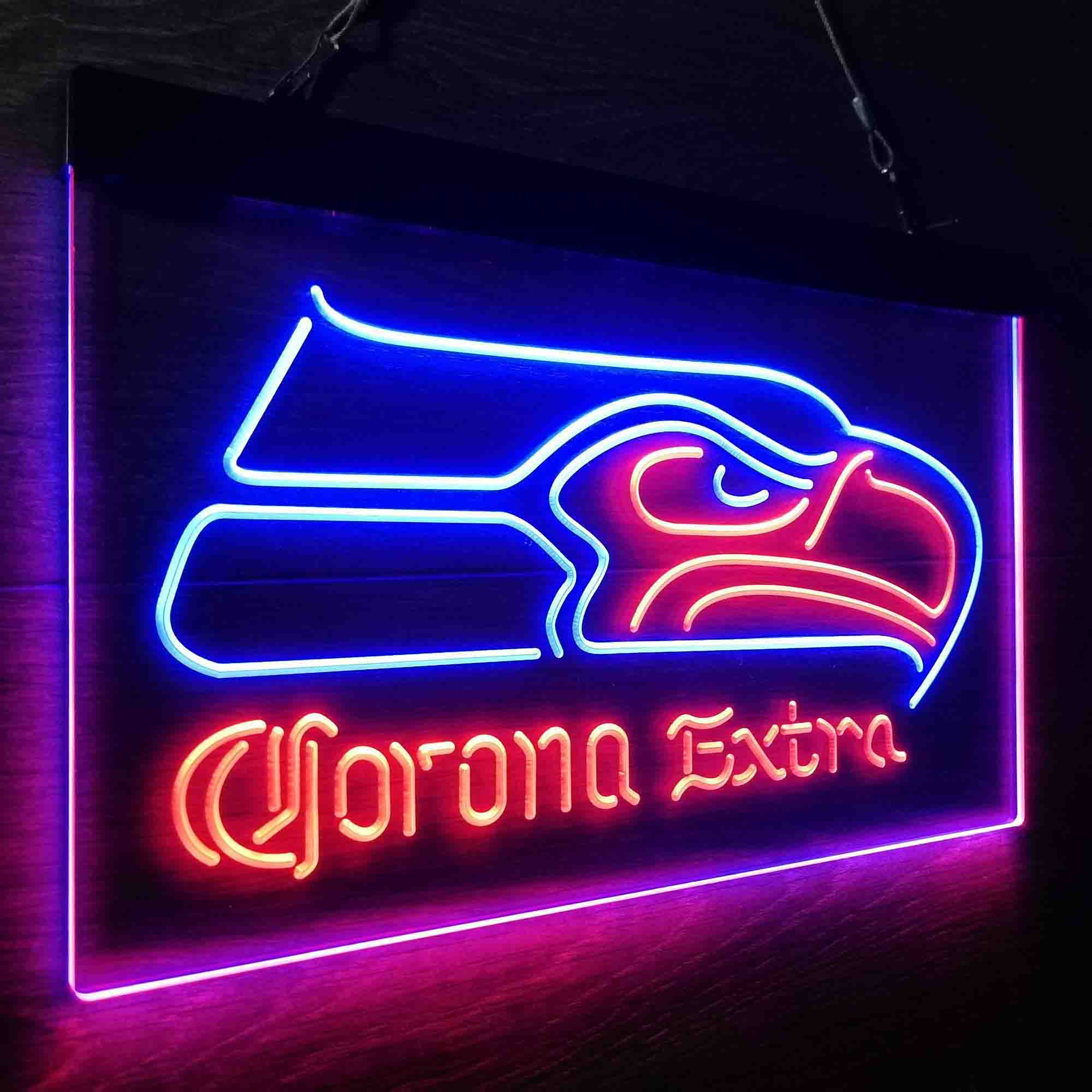 Seattle Seahawks Corona Extra Bar Neon-Like LED Light Sign - led lab cave