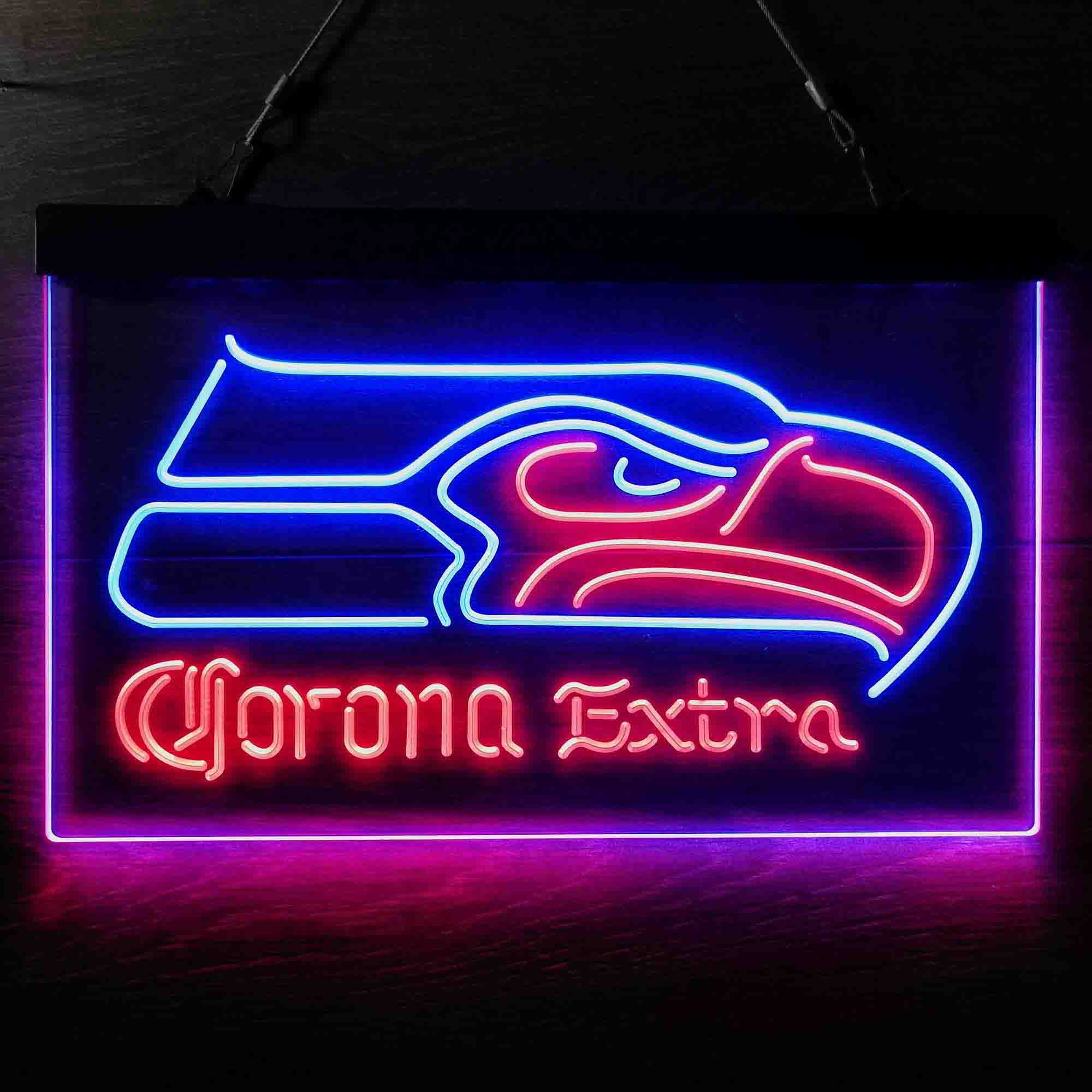 Seattle Seahawks Corona Extra Bar Neon-Like LED Light Sign - led lab cave