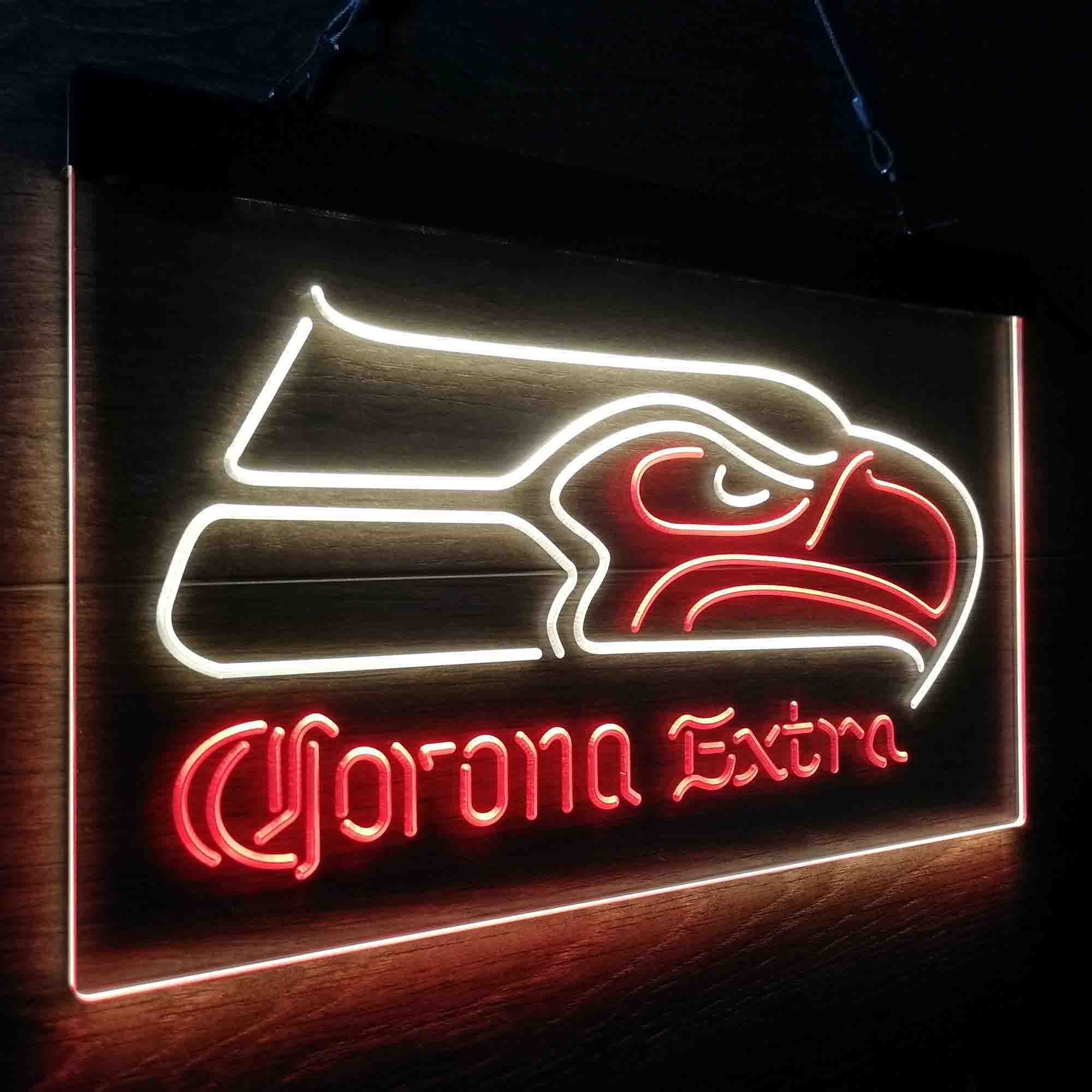 Seattle Seahawks Corona Extra Bar Neon-Like LED Light Sign - led lab cave