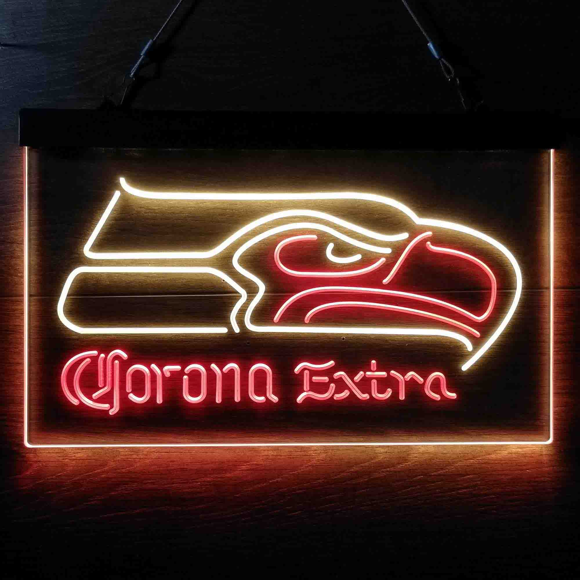 Seattle Seahawks Corona Extra Bar Neon-Like LED Light Sign - led lab cave