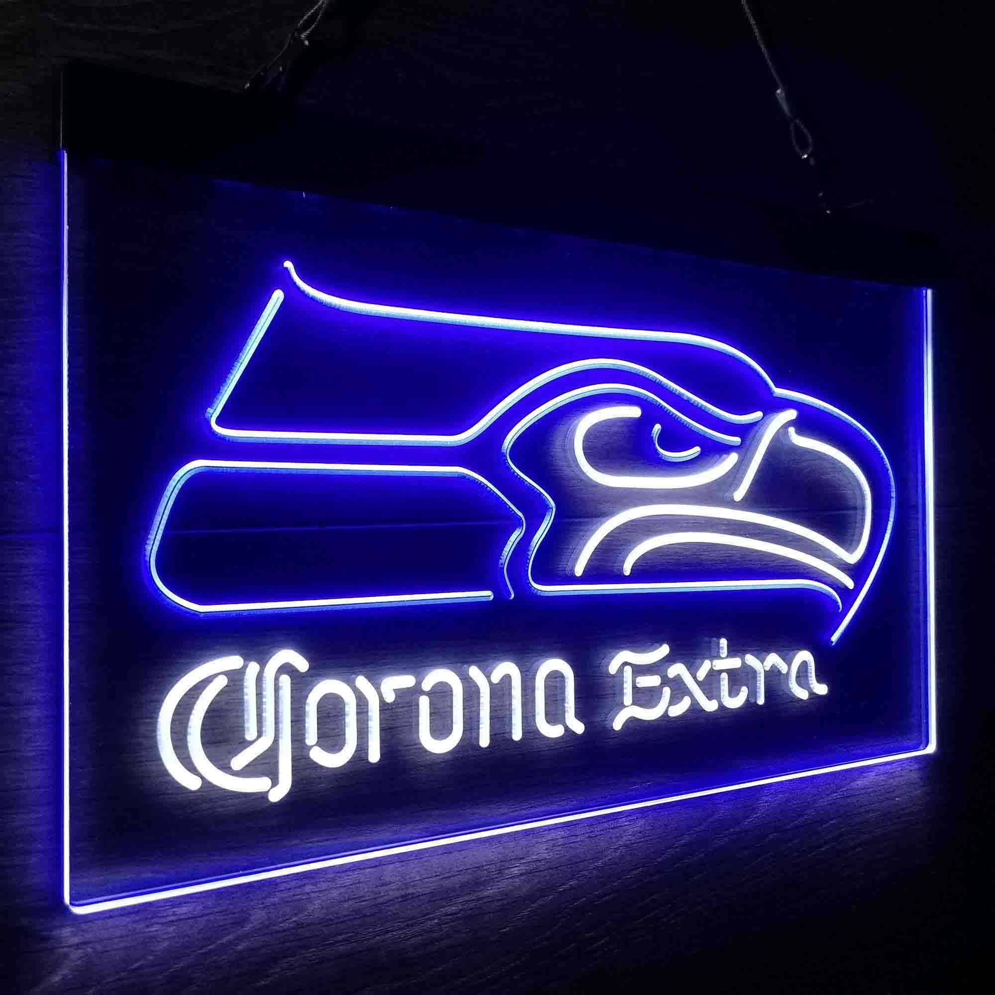 Seattle Seahawks Corona Extra Bar Neon-Like LED Light Sign - led lab cave