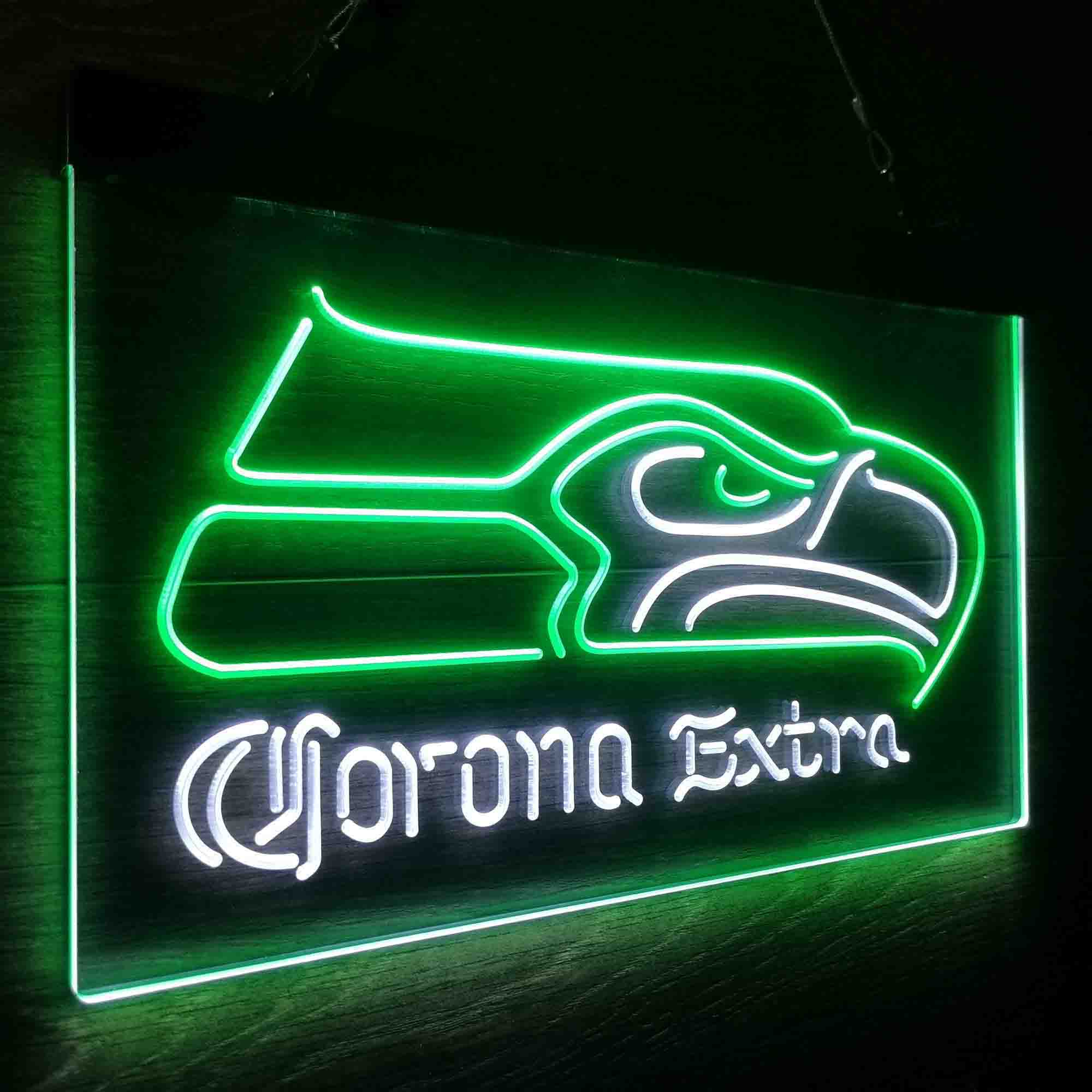 Seattle Seahawks Corona Extra Bar Neon-Like LED Light Sign - led lab cave