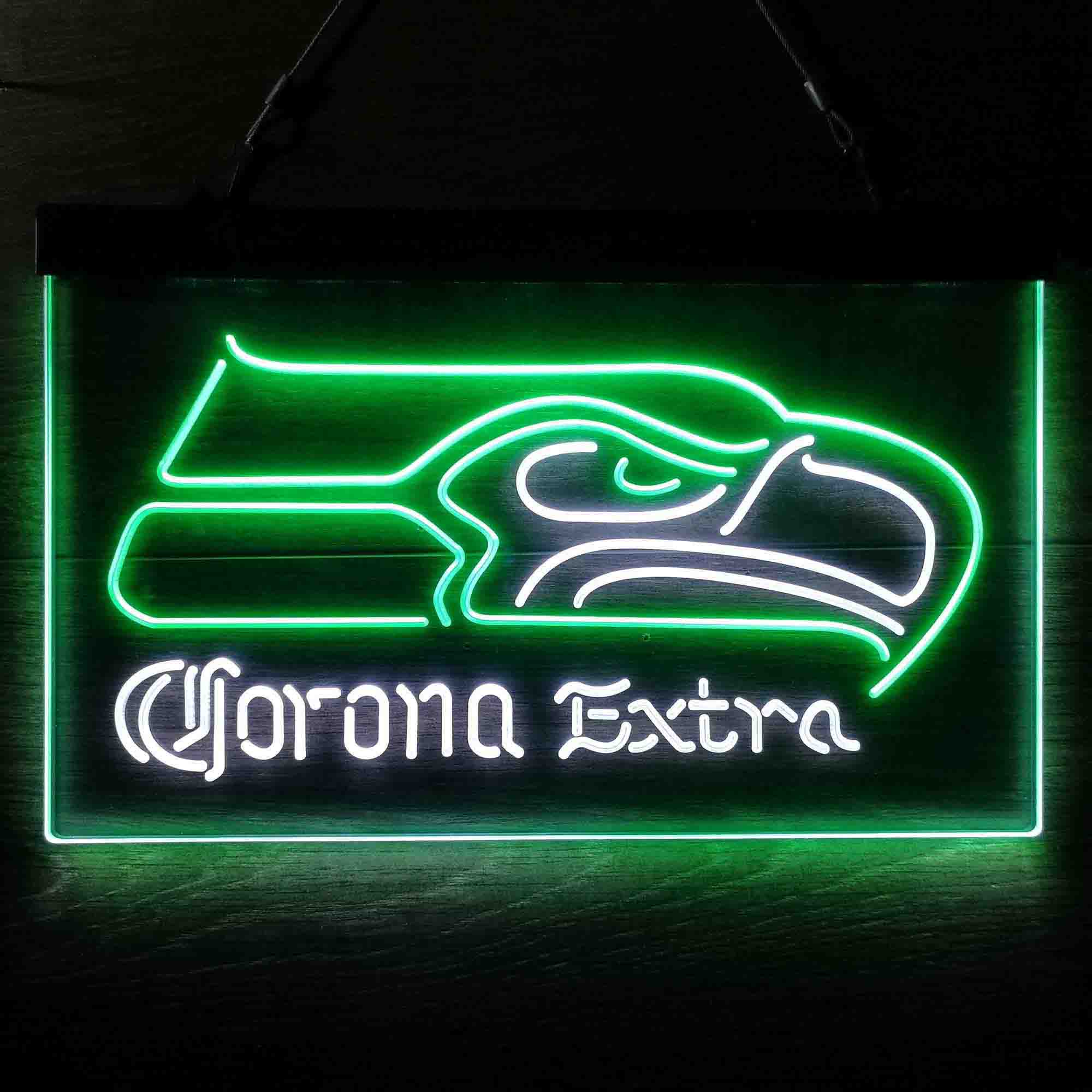 Seattle Seahawks Corona Extra Bar Neon-Like LED Light Sign - led lab cave