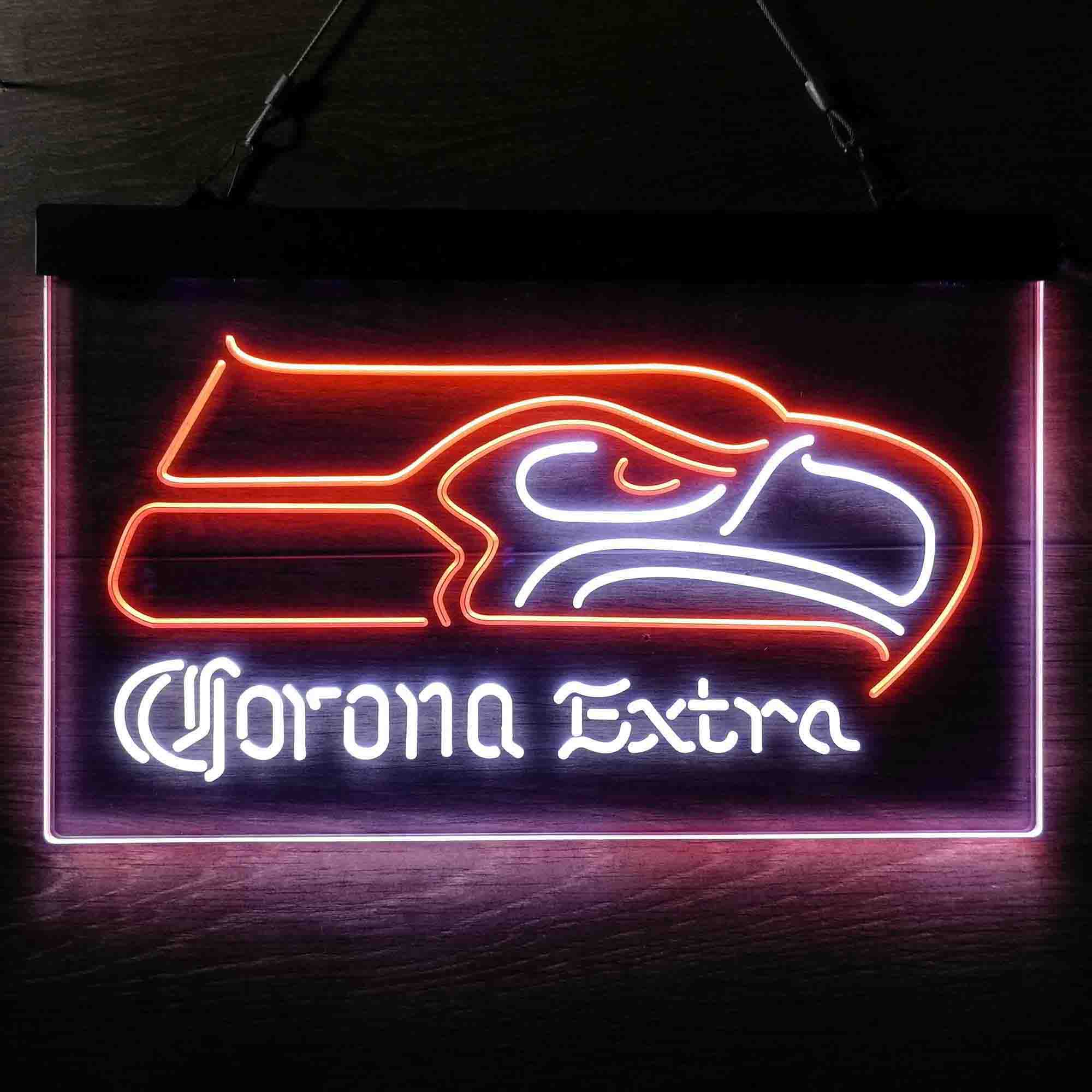 Seattle Seahawks Corona Extra Bar Neon-Like LED Light Sign - led lab cave