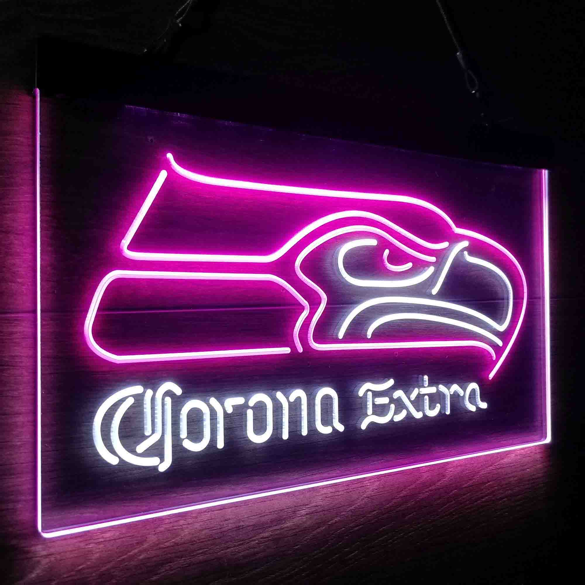 Seattle Seahawks Corona Extra Bar Neon-Like LED Light Sign - led lab cave