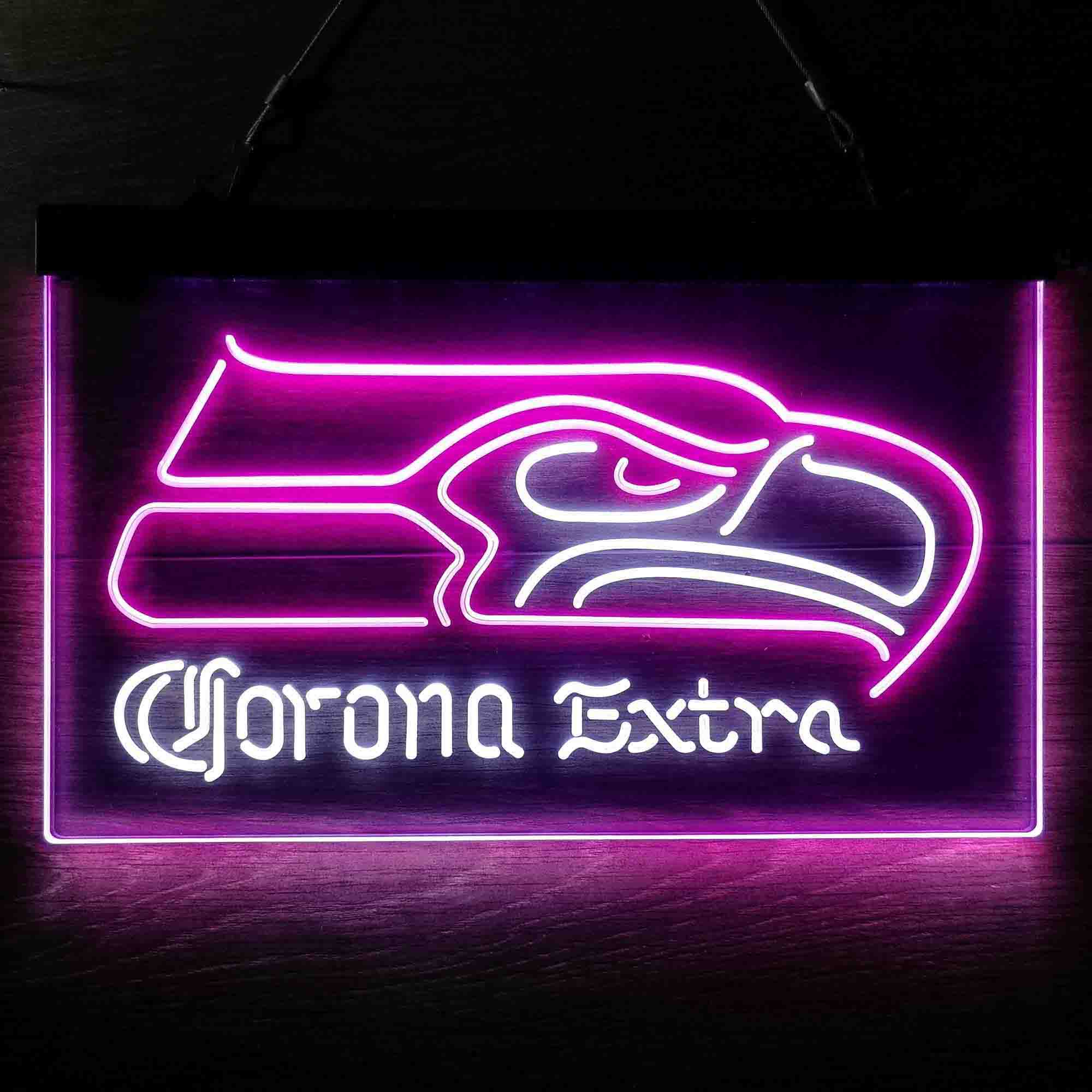 Seattle Seahawks Corona Extra Bar Neon-Like LED Light Sign - led lab cave