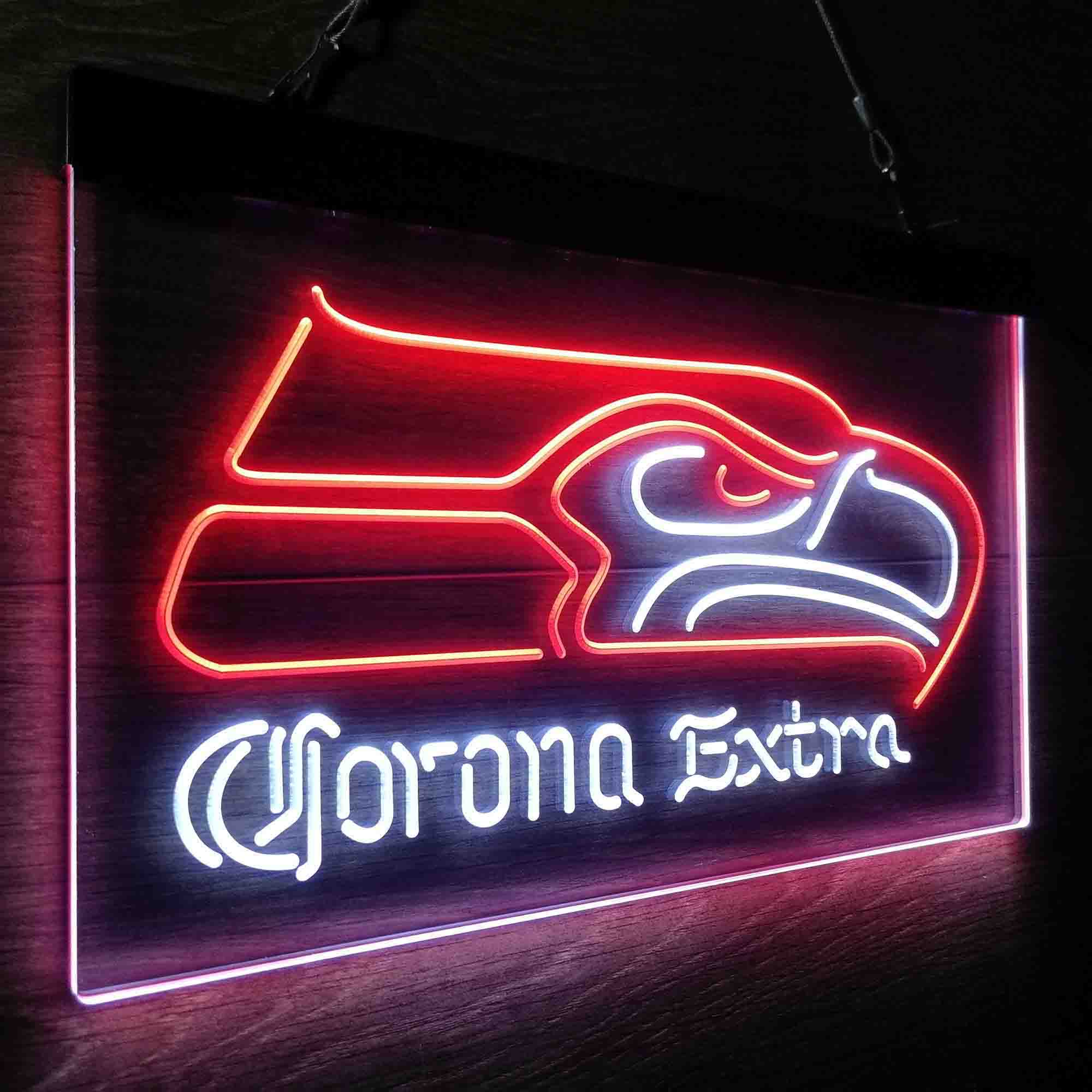 Seattle Seahawks Corona Extra Bar Neon-Like LED Light Sign - led lab cave