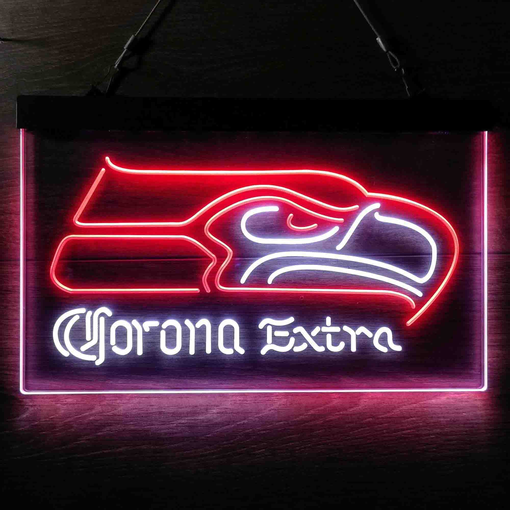 Seattle Seahawks Corona Extra Bar Neon-Like LED Light Sign - led lab cave