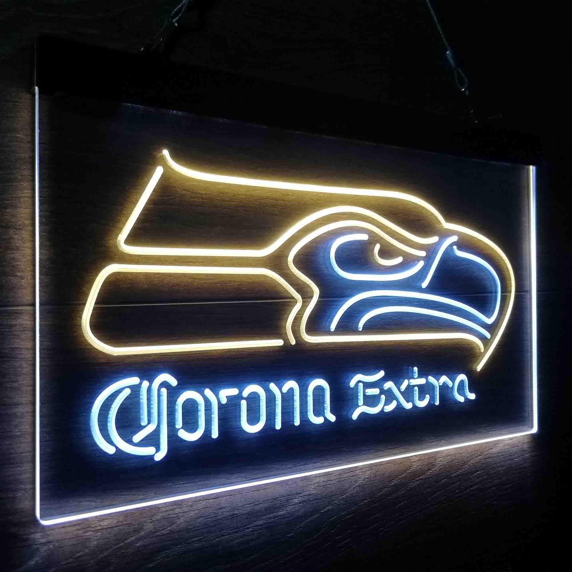 Seattle Seahawks Corona Extra Bar Neon-Like LED Light Sign - led lab cave