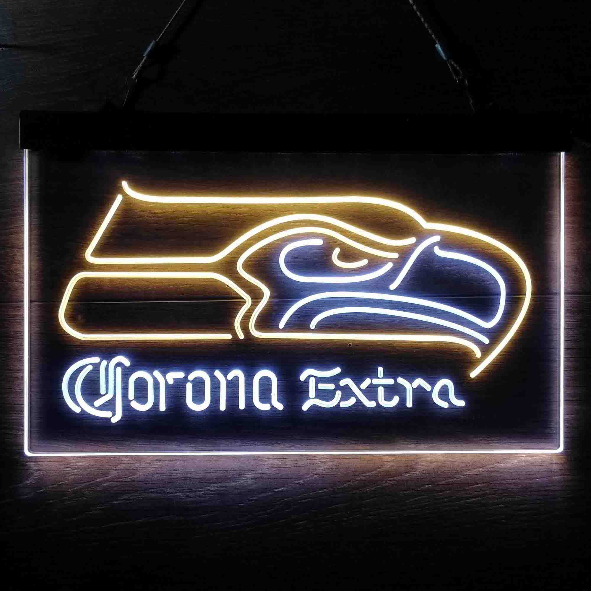 Seattle Seahawks Corona Extra Bar Neon-Like LED Light Sign - led lab cave