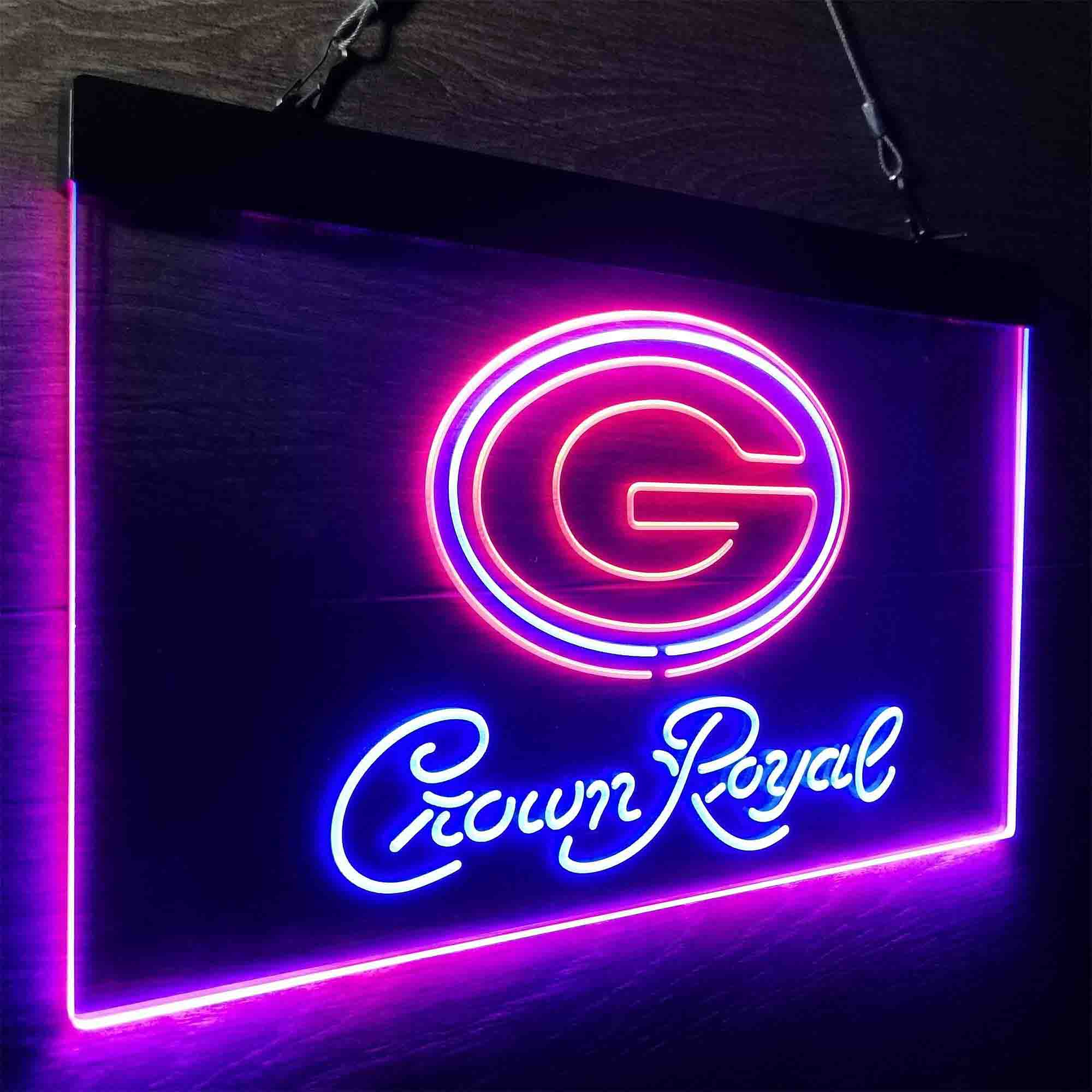 Green Bay Packers Crown Royal Bar Neon-Like LED Sign - ProLedSign