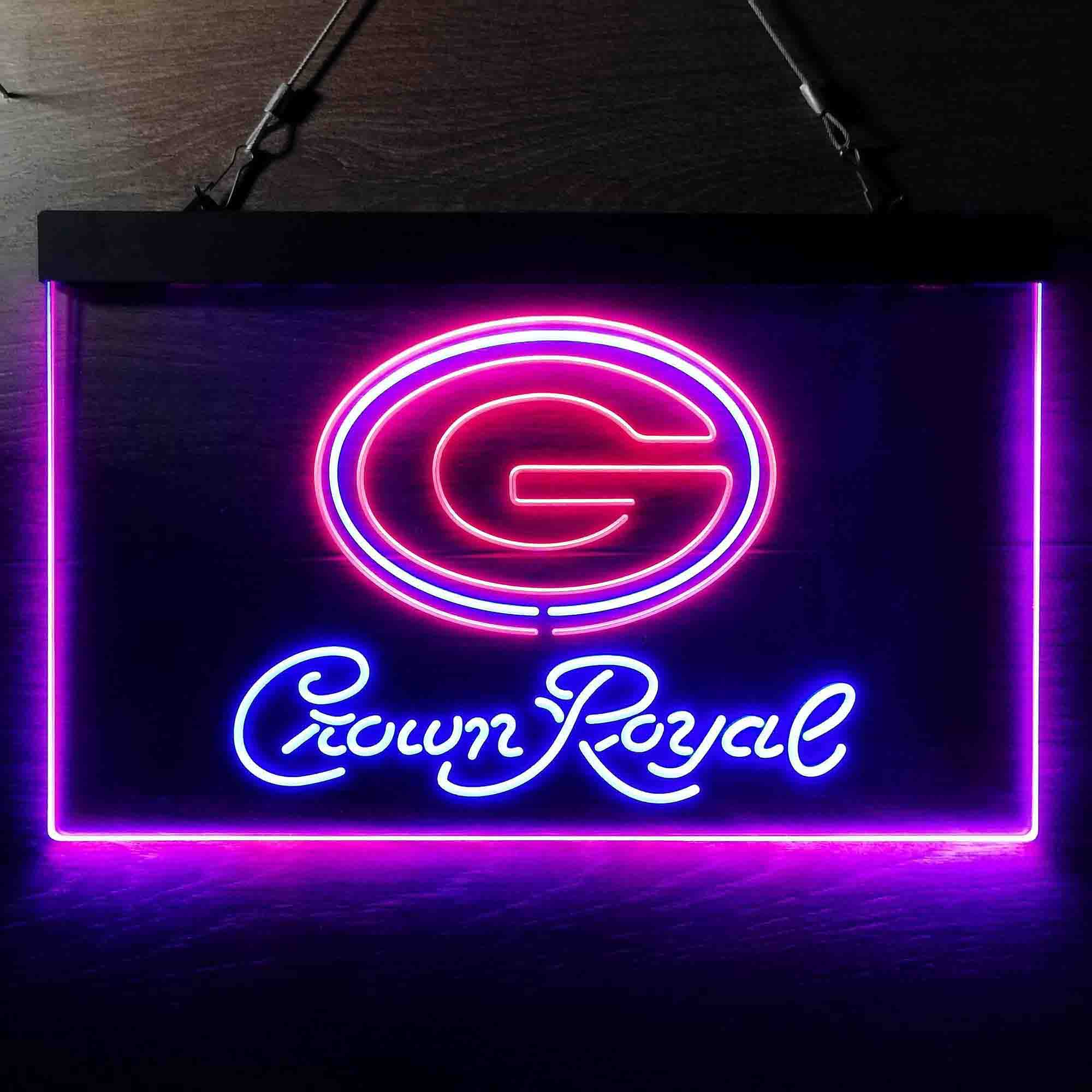 Green Bay Packers Crown Royal Bar Neon-Like LED Sign - ProLedSign