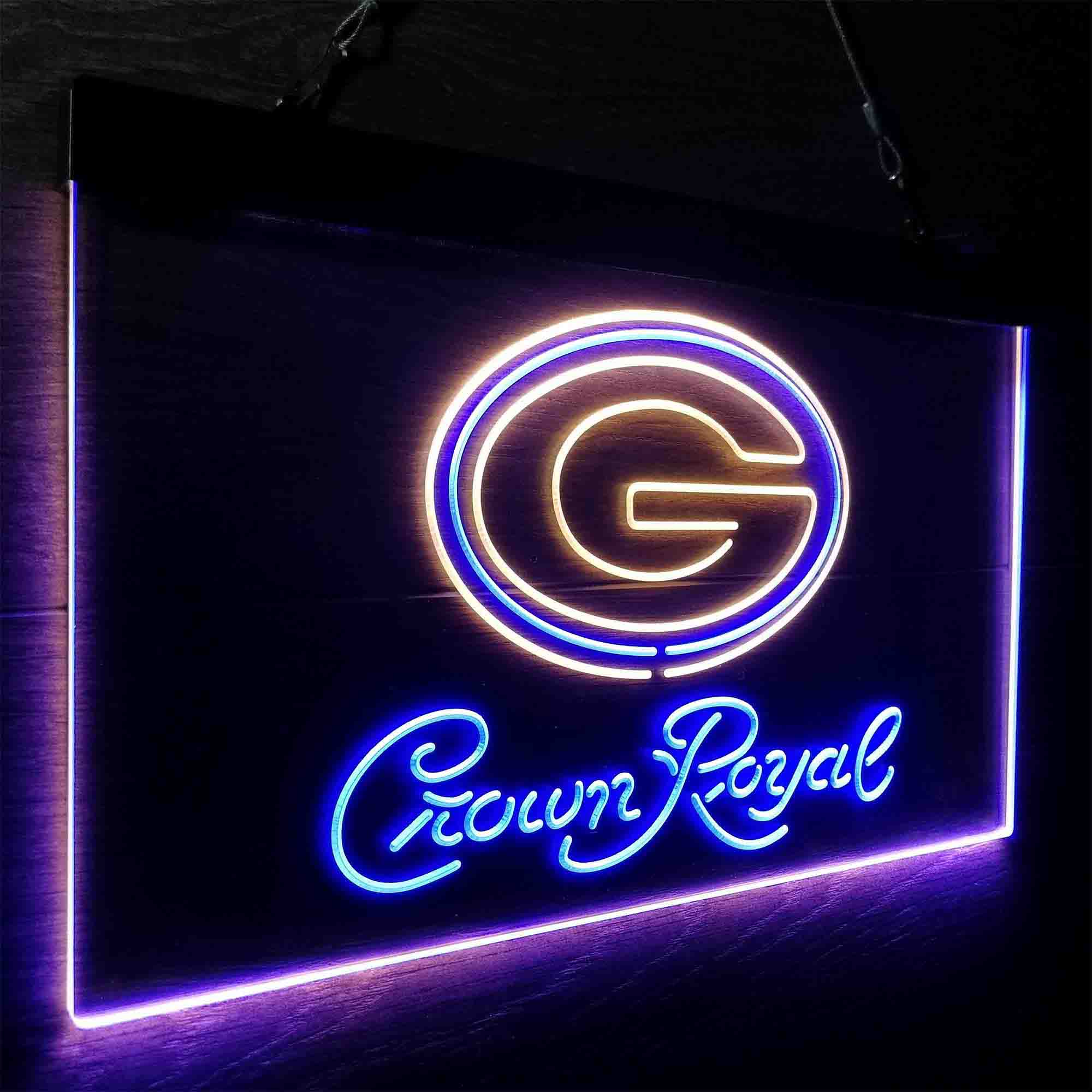 Green Bay Packers Crown Royal Bar Neon-Like LED Sign - ProLedSign