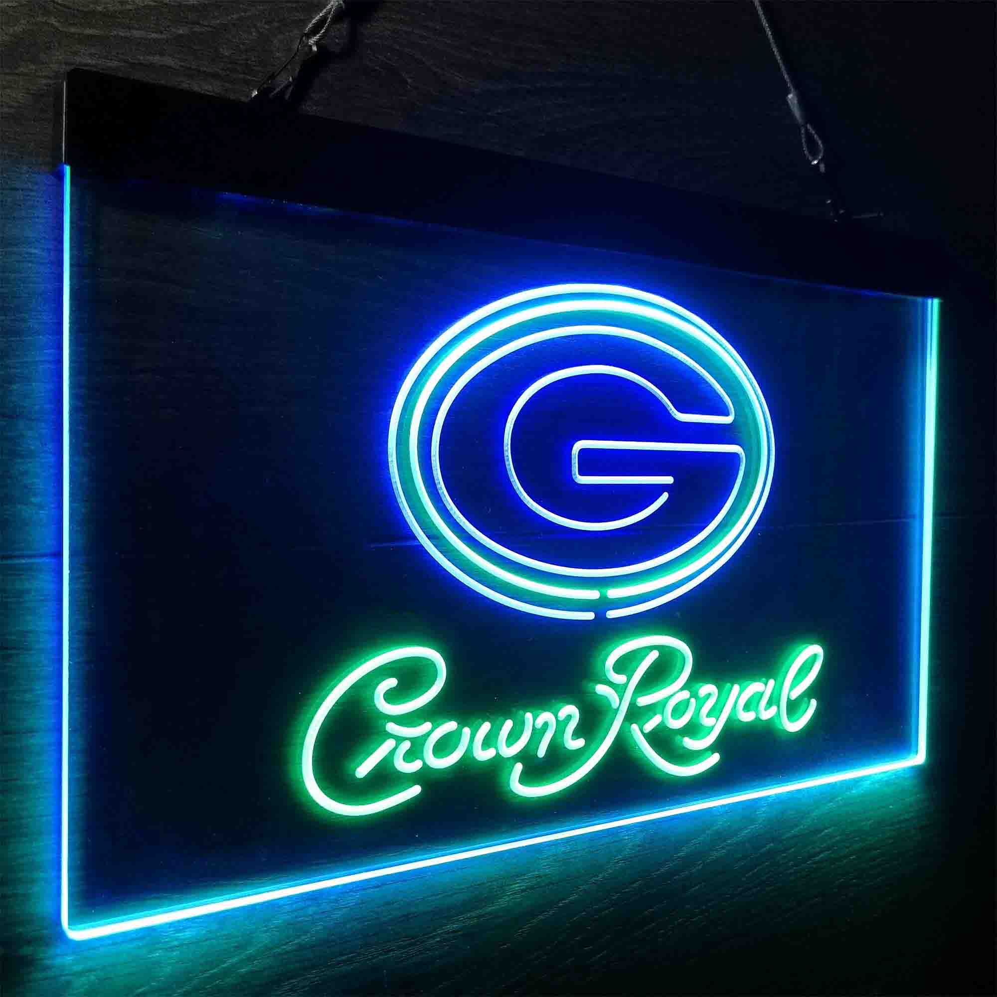 Green Bay Packers Crown Royal Bar Neon-Like LED Sign - ProLedSign