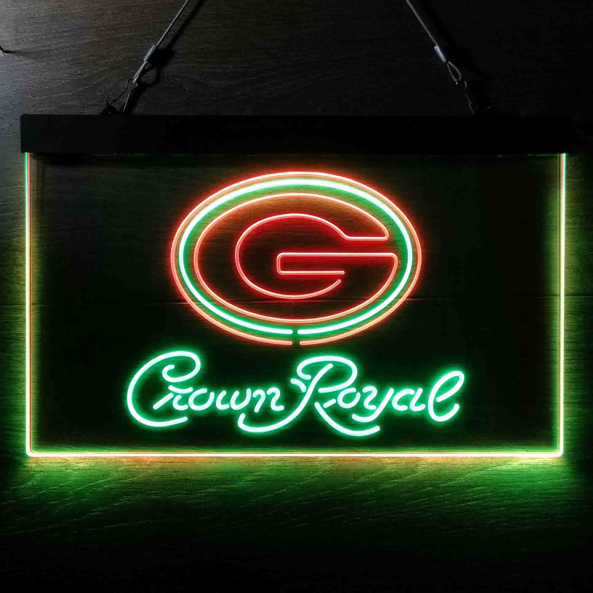 Green Bay Packers Crown Royal Bar Neon-Like LED Sign - ProLedSign