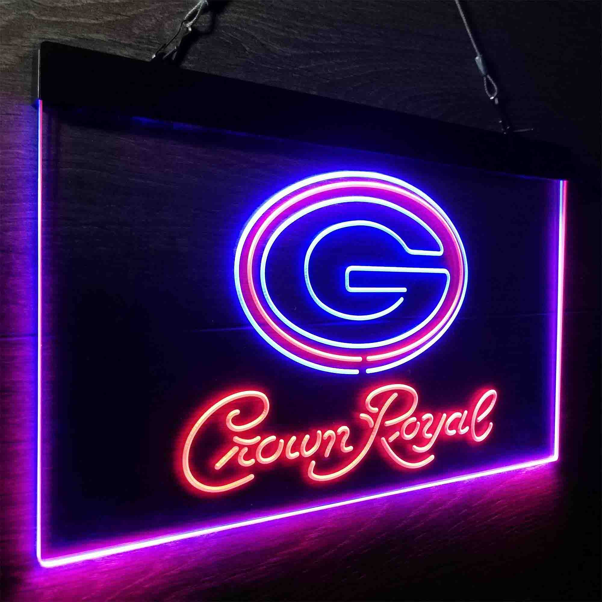 Green Bay Packers Crown Royal Bar Neon-Like LED Sign - ProLedSign