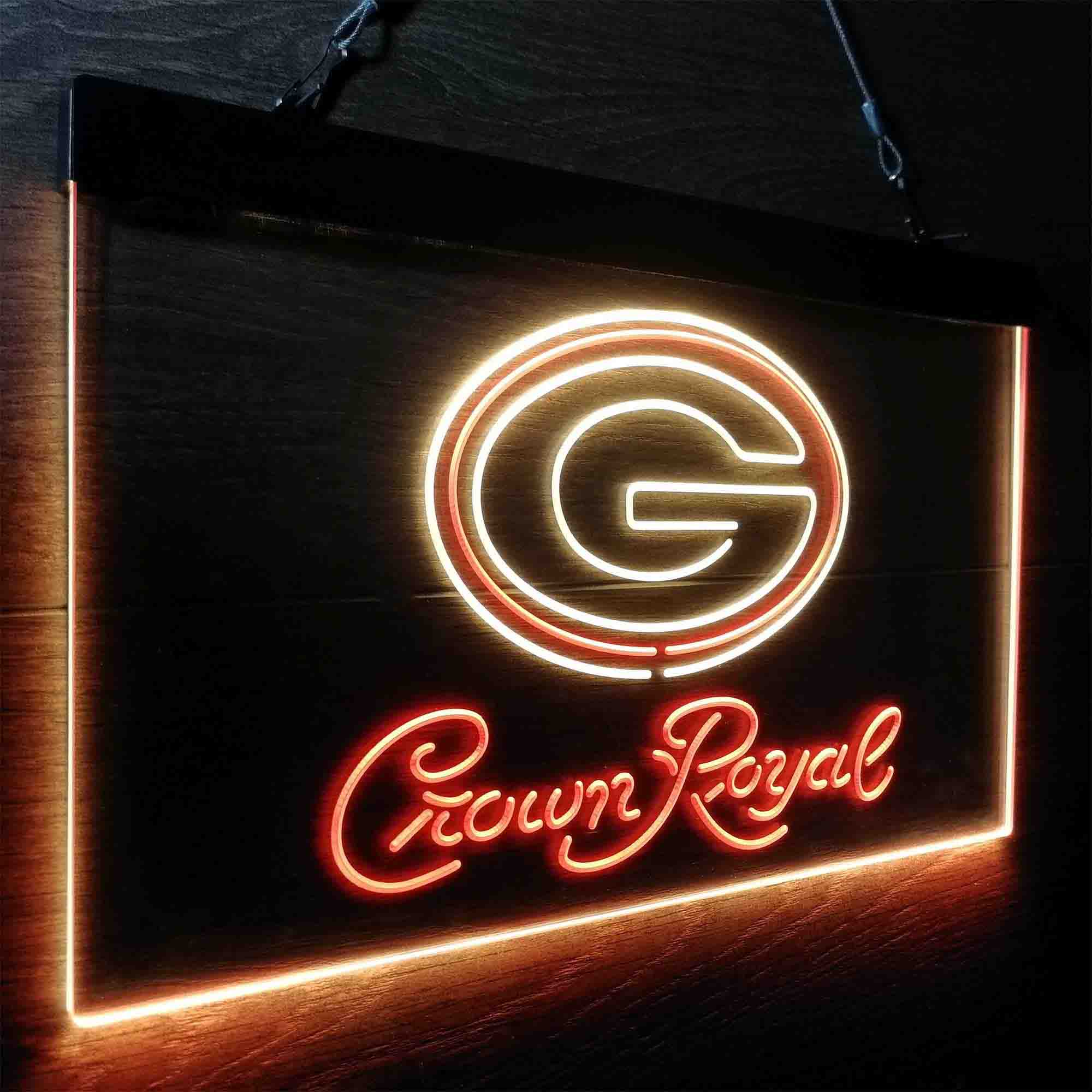 Green Bay Packers Crown Royal Bar Neon-Like LED Sign - ProLedSign