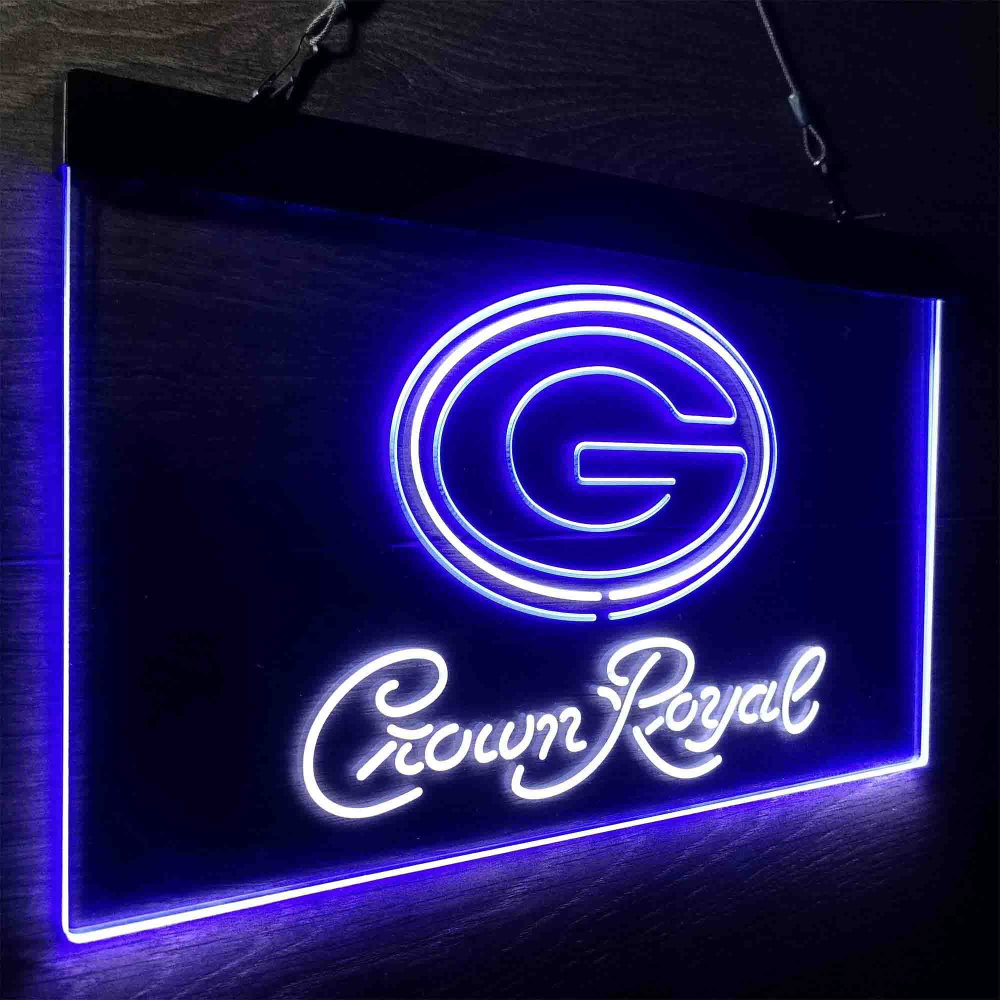 Green Bay Packers Crown Royal Bar Neon-Like LED Sign - ProLedSign