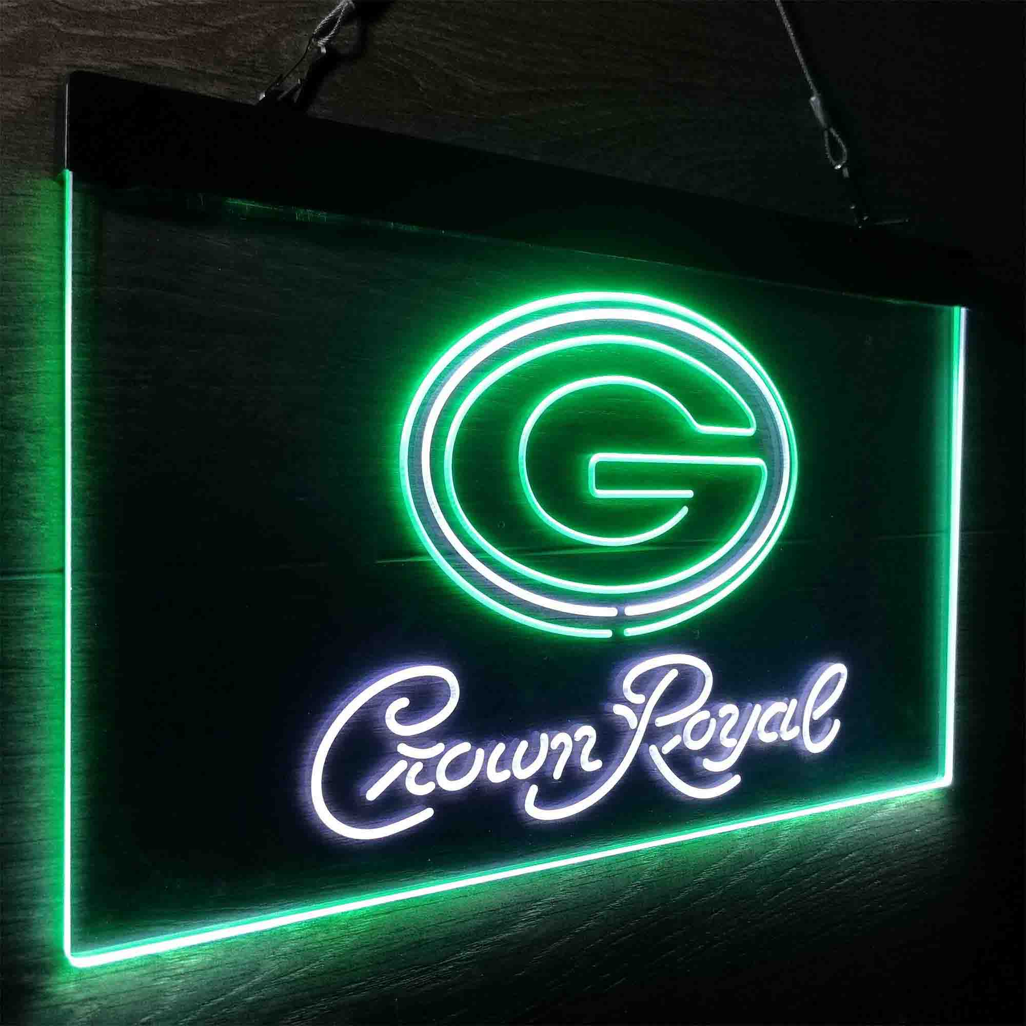 Green Bay Packers Crown Royal Bar Neon-Like LED Sign - ProLedSign