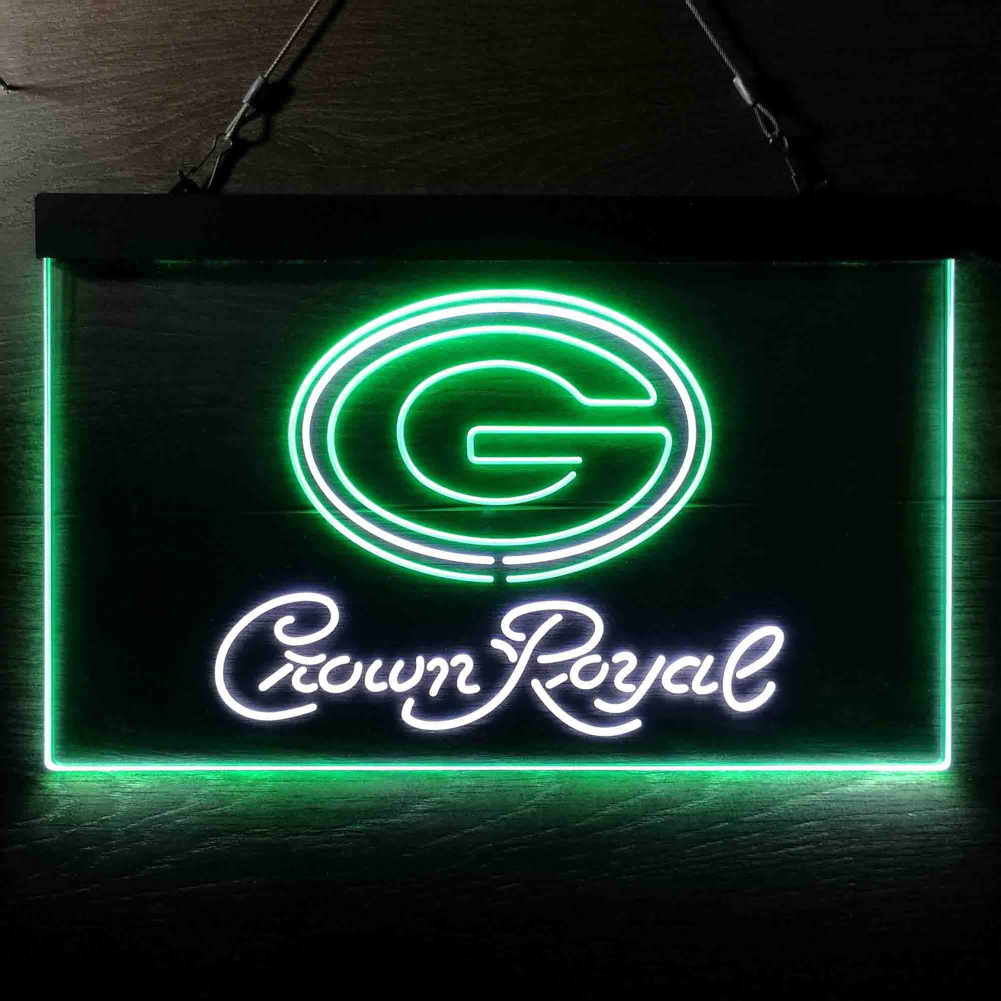 Green Bay Packers Crown Royal Bar Neon-Like LED Sign - ProLedSign