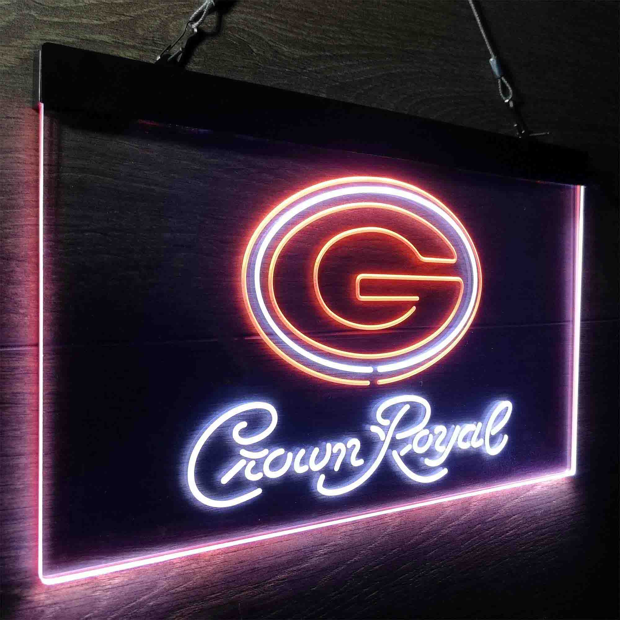 Green Bay Packers Crown Royal Bar Neon-Like LED Sign - ProLedSign