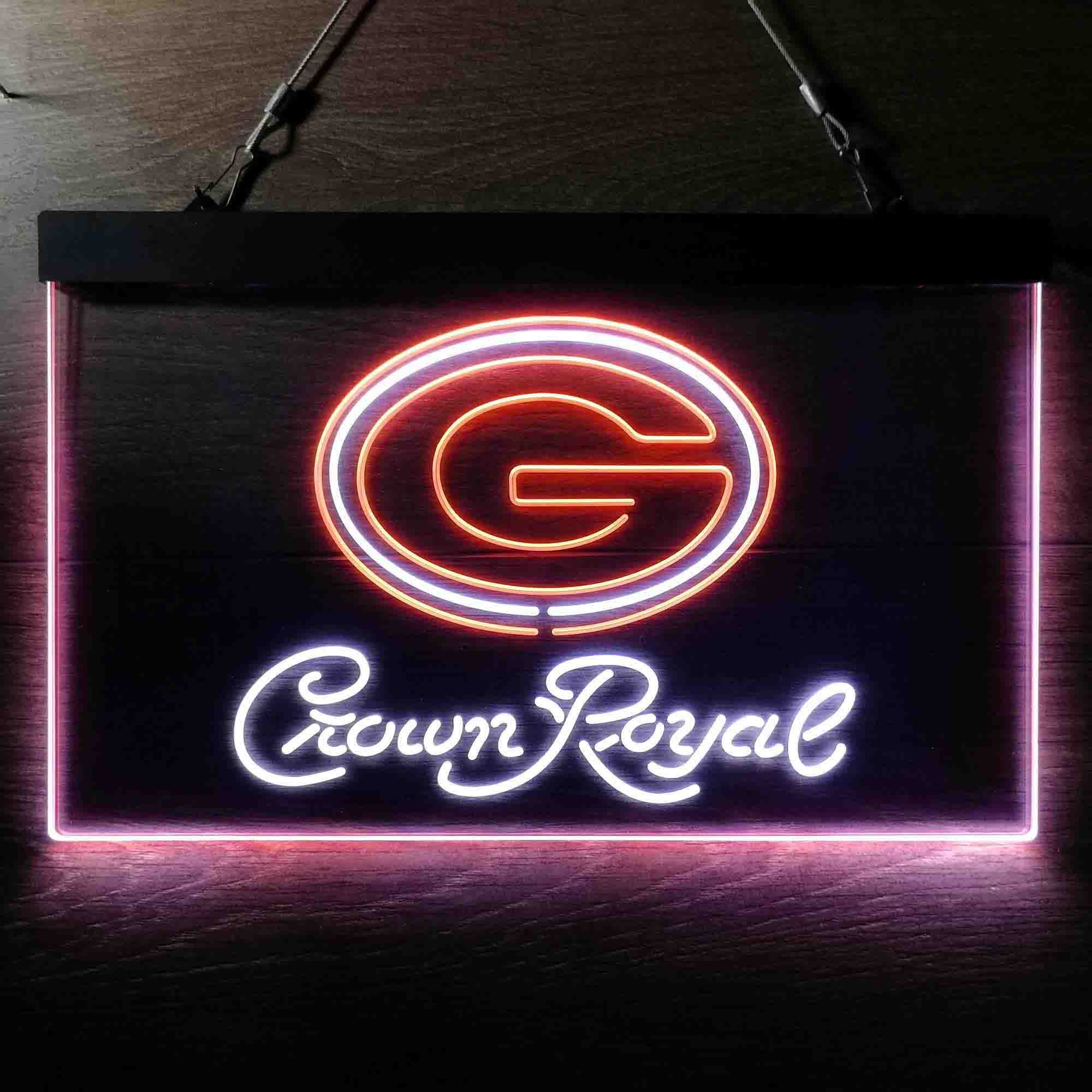 Green Bay Packers Crown Royal Bar Neon-Like LED Sign - ProLedSign